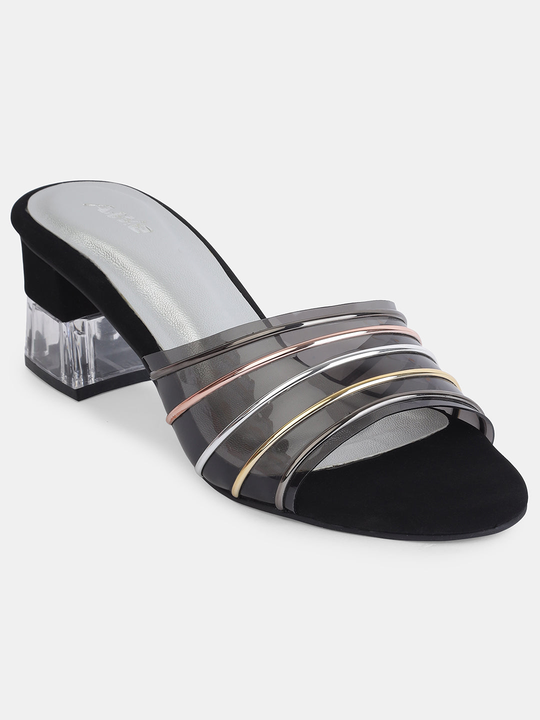 Aiwie Womens Transparent Strap Block Heels | Stylish Slip-On Party Wear Sandals | Comfortable Heeled Footwear Heel Size : 1.5 Inches