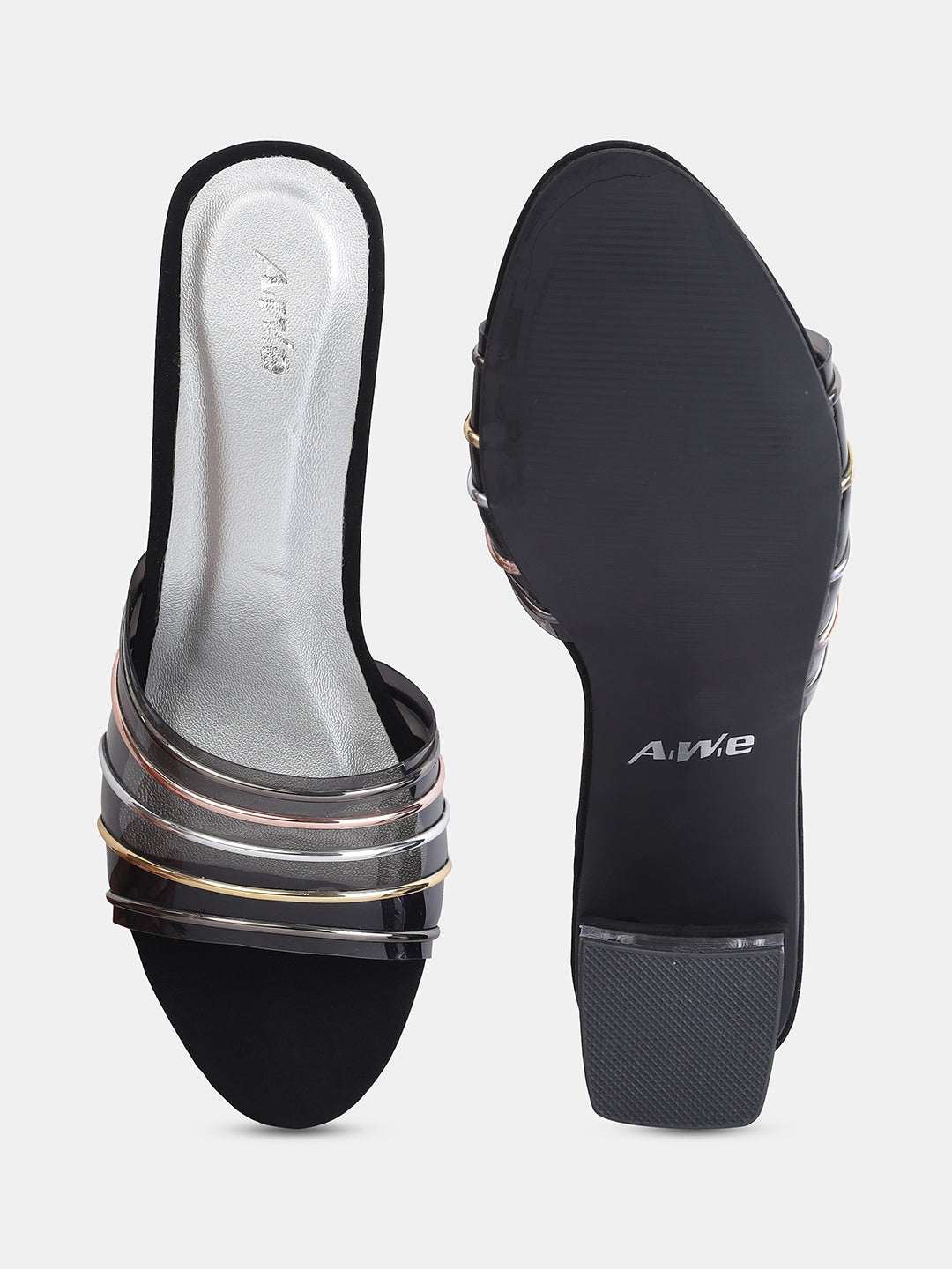Aiwie Womens Transparent Strap Block Heels | Stylish Slip-On Party Wear Sandals | Comfortable Heeled Footwear Heel Size : 1.5 Inches