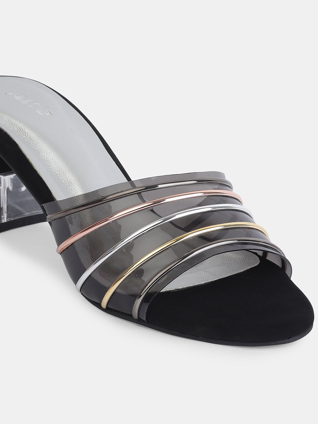 Aiwie Womens Transparent Strap Block Heels | Stylish Slip-On Party Wear Sandals | Comfortable Heeled Footwear Heel Size : 1.5 Inches