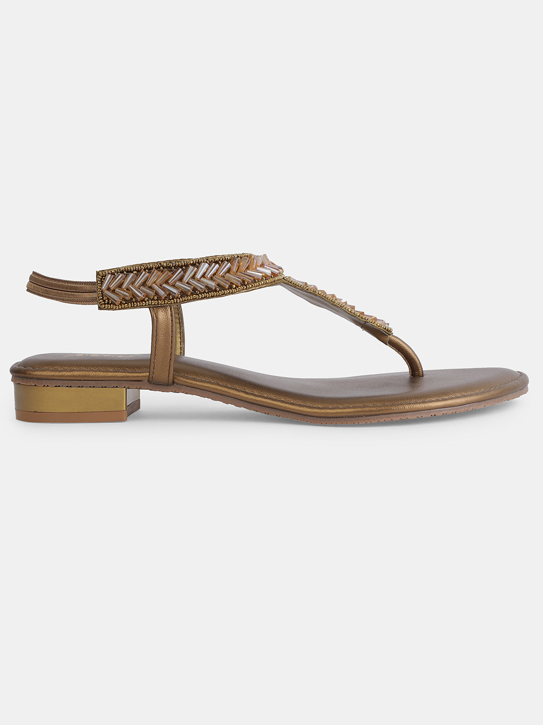 Aiwie Women's Embellished Ethnic Flat Sandals | Stylish Slip-On Toe Ring Flats | Traditional Party & Festive Footwear