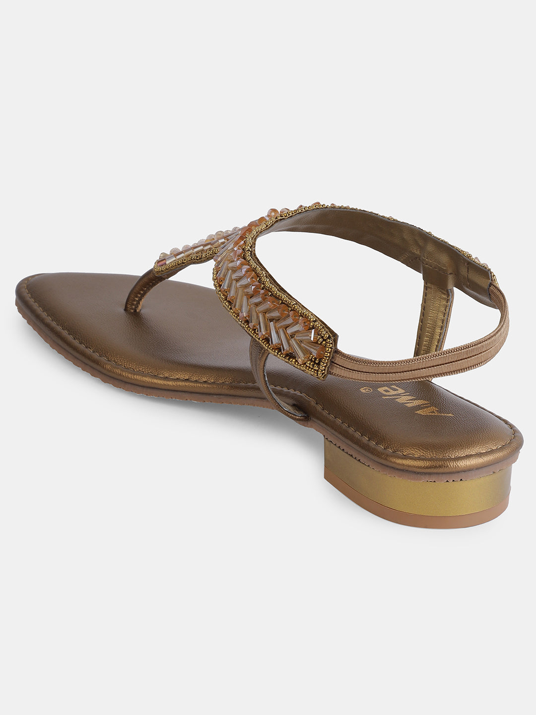 Aiwie Women's Embellished Ethnic Flat Sandals | Stylish Slip-On Toe Ring Flats | Traditional Party & Festive Footwear
