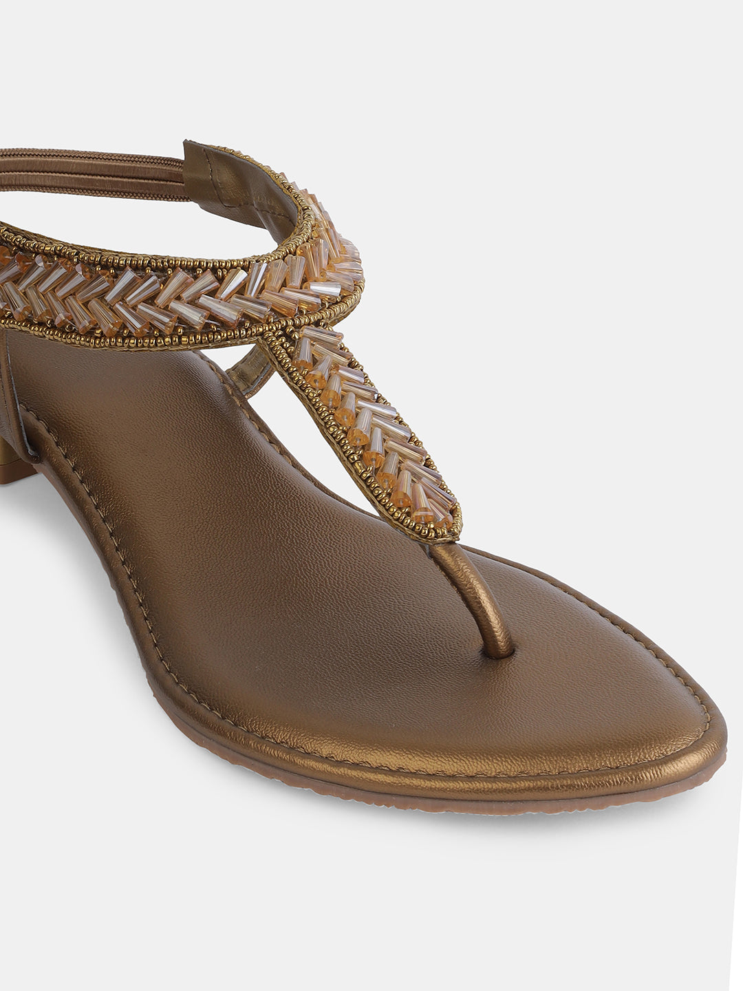 Aiwie Women's Embellished Ethnic Flat Sandals | Stylish Slip-On Toe Ring Flats | Traditional Party & Festive Footwear