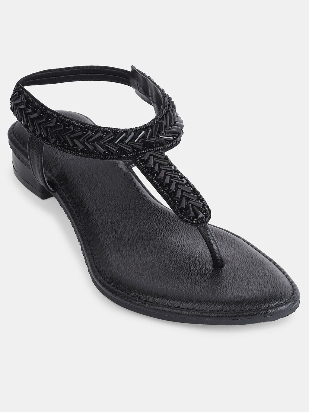 Aiwie Women's Embellished Ethnic Flat Sandals | Stylish Slip-On Toe Ring Flats | Traditional Party & Festive Footwear