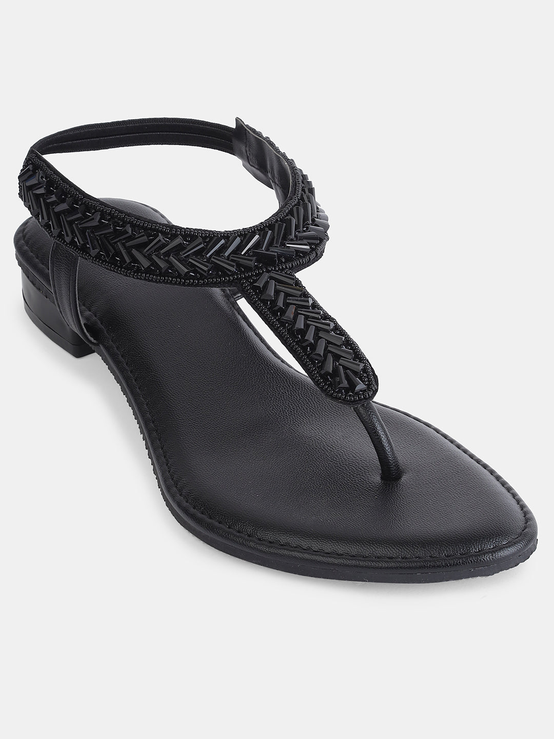 Aiwie Women's Embellished Ethnic Flat Sandals | Stylish Slip-On Toe Ring Flats | Traditional Party & Festive Footwear