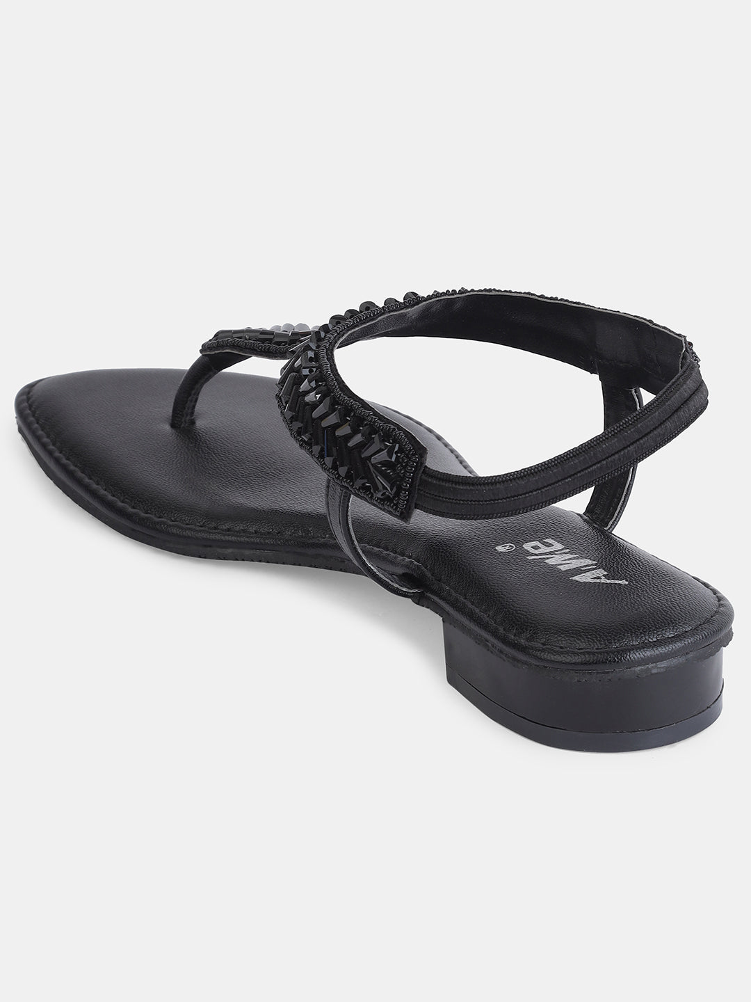 Aiwie Women's Embellished Ethnic Flat Sandals | Stylish Slip-On Toe Ring Flats | Traditional Party & Festive Footwear