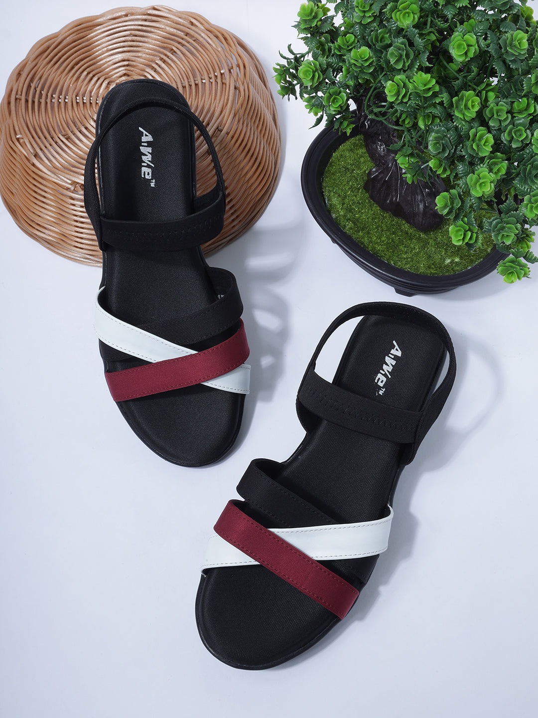 Aiwie Womens Multi-Strap Casual Flat Sandals | Comfortable Daily Wear Slip-On Sandals with Back Strap | Stylish Open-Toe Footwear Heel Size : 1.5 Inches