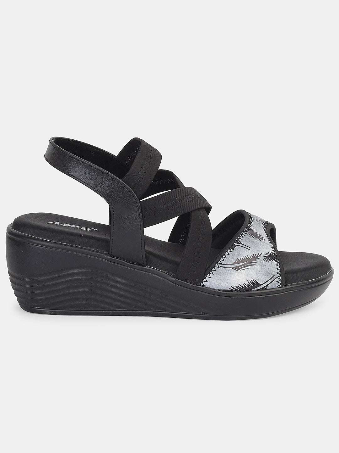 Womens Wedge Heel Sandals | Stretchable Cross-Strap Slip-On Footwear for Daily & Casual Wear Heel Size : 2 Inches