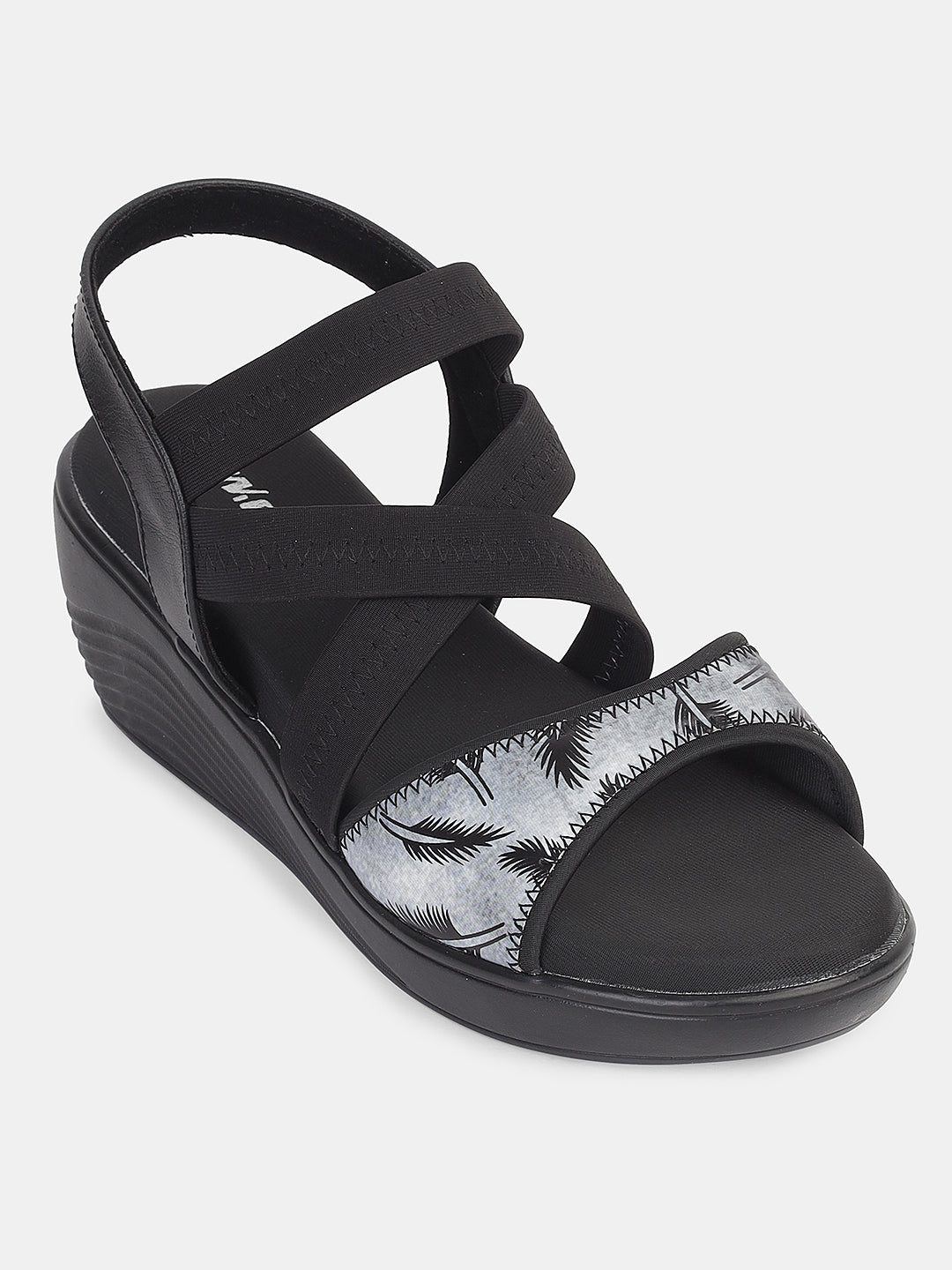 Womens Wedge Heel Sandals | Stretchable Cross-Strap Slip-On Footwear for Daily & Casual Wear Heel Size : 2 Inches
