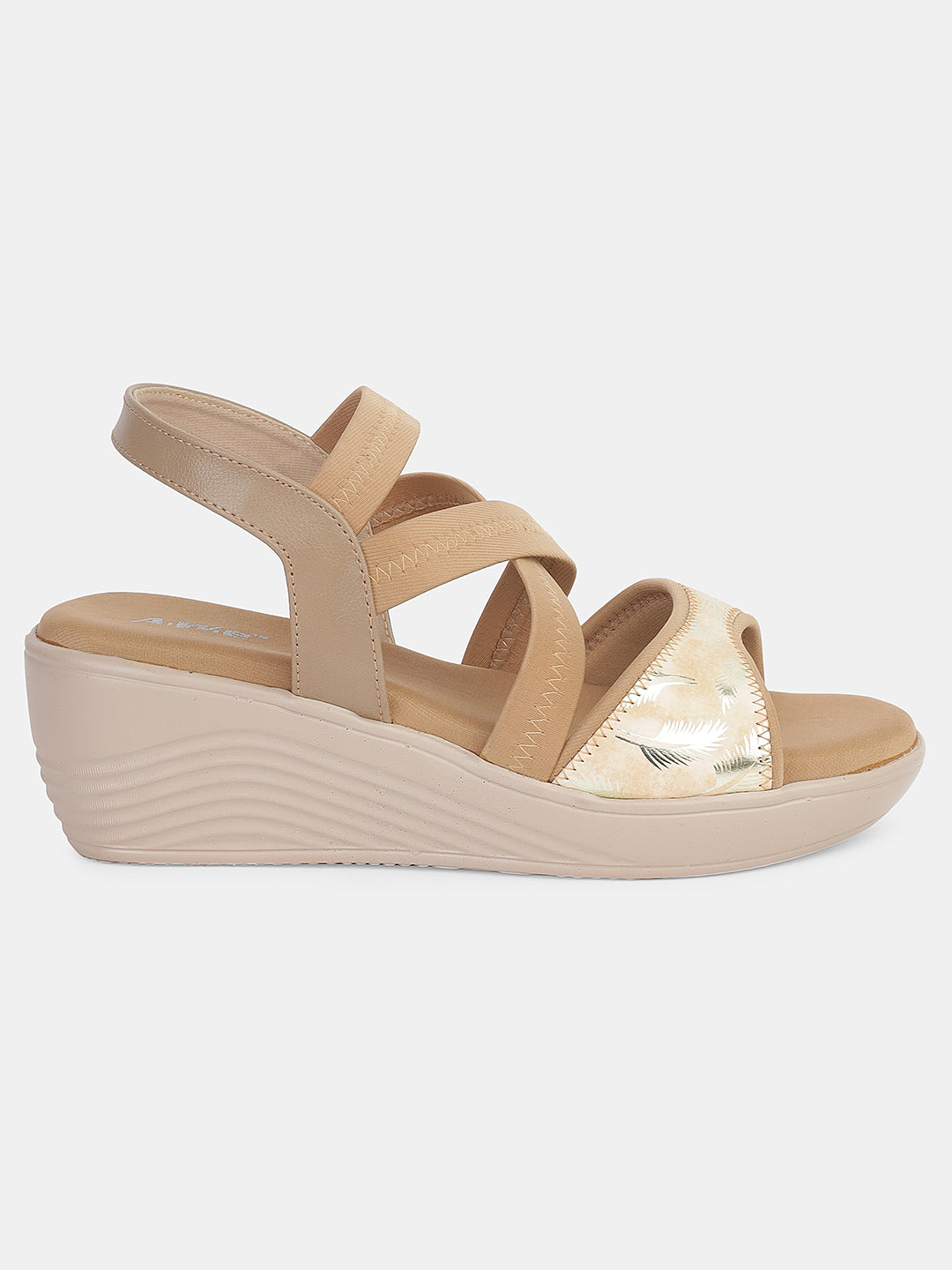 Womens Wedge Heel Sandals | Stretchable Cross-Strap Slip-On Footwear for Daily & Casual Wear Heel Size : 2 Inches