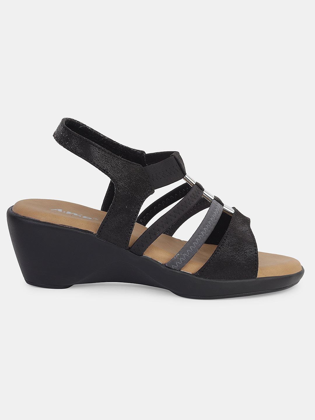 Womens Wedge Sandals | Multi-Strap Slip-On Comfort Heels with Metallic Accents for Daily & Occasion Wear Heel Size : 2 Inches