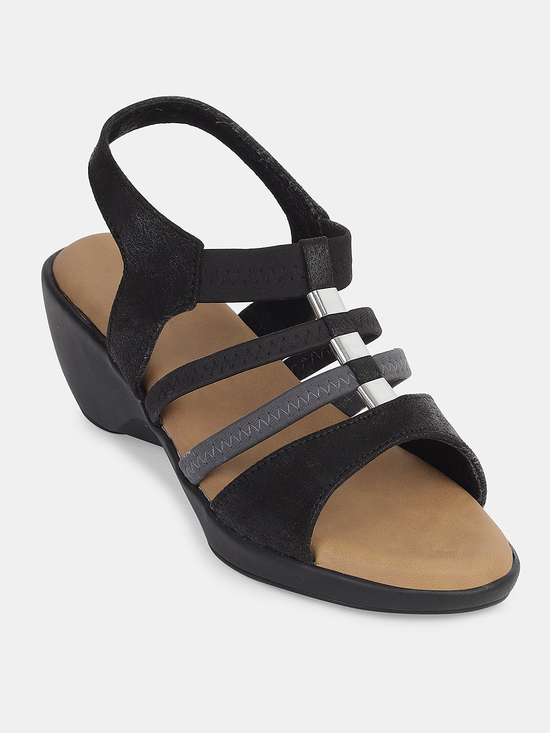 Womens Wedge Sandals | Multi-Strap Slip-On Comfort Heels with Metallic Accents for Daily & Occasion Wear Heel Size : 2 Inches