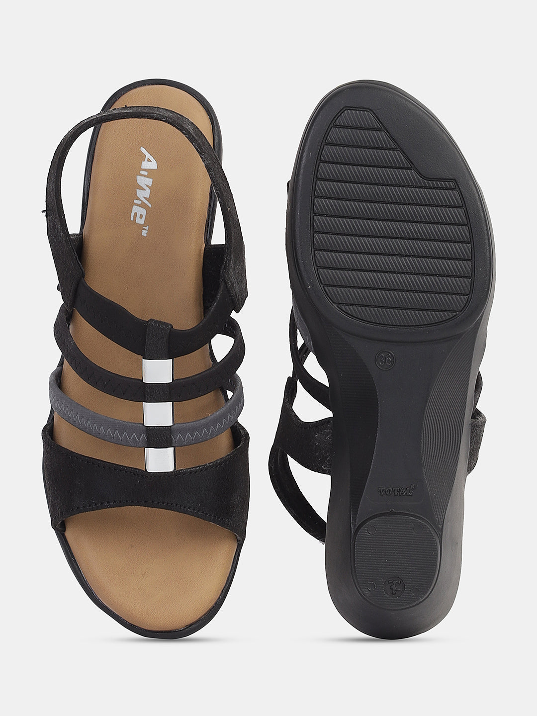 Womens Wedge Sandals | Multi-Strap Slip-On Comfort Heels with Metallic Accents for Daily & Occasion Wear Heel Size : 2 Inches