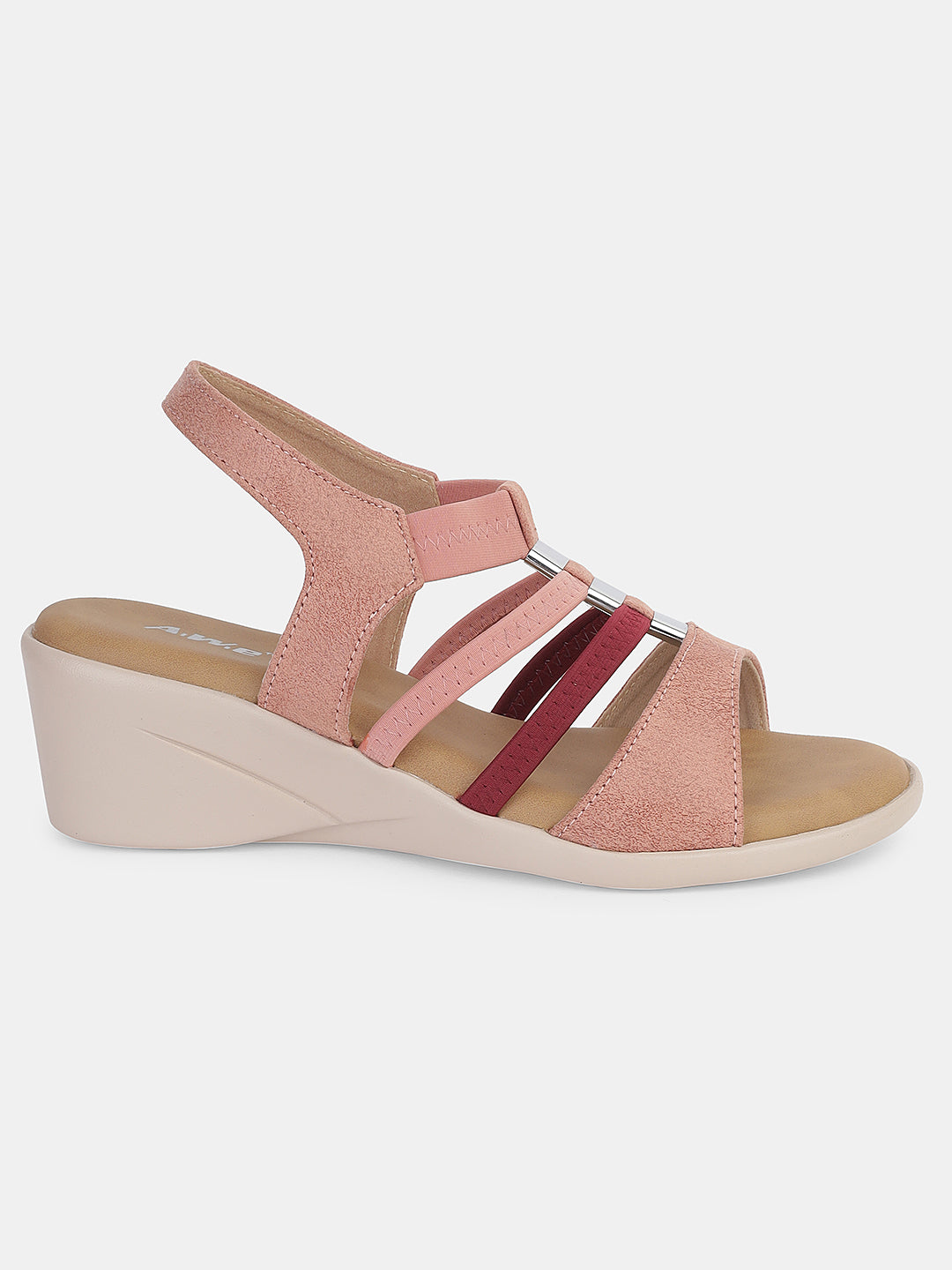 Womens Wedge Sandals | Multi-Strap Slip-On Comfort Heels with Metallic Accents for Daily & Occasion Wear Heel Size : 2 Inches