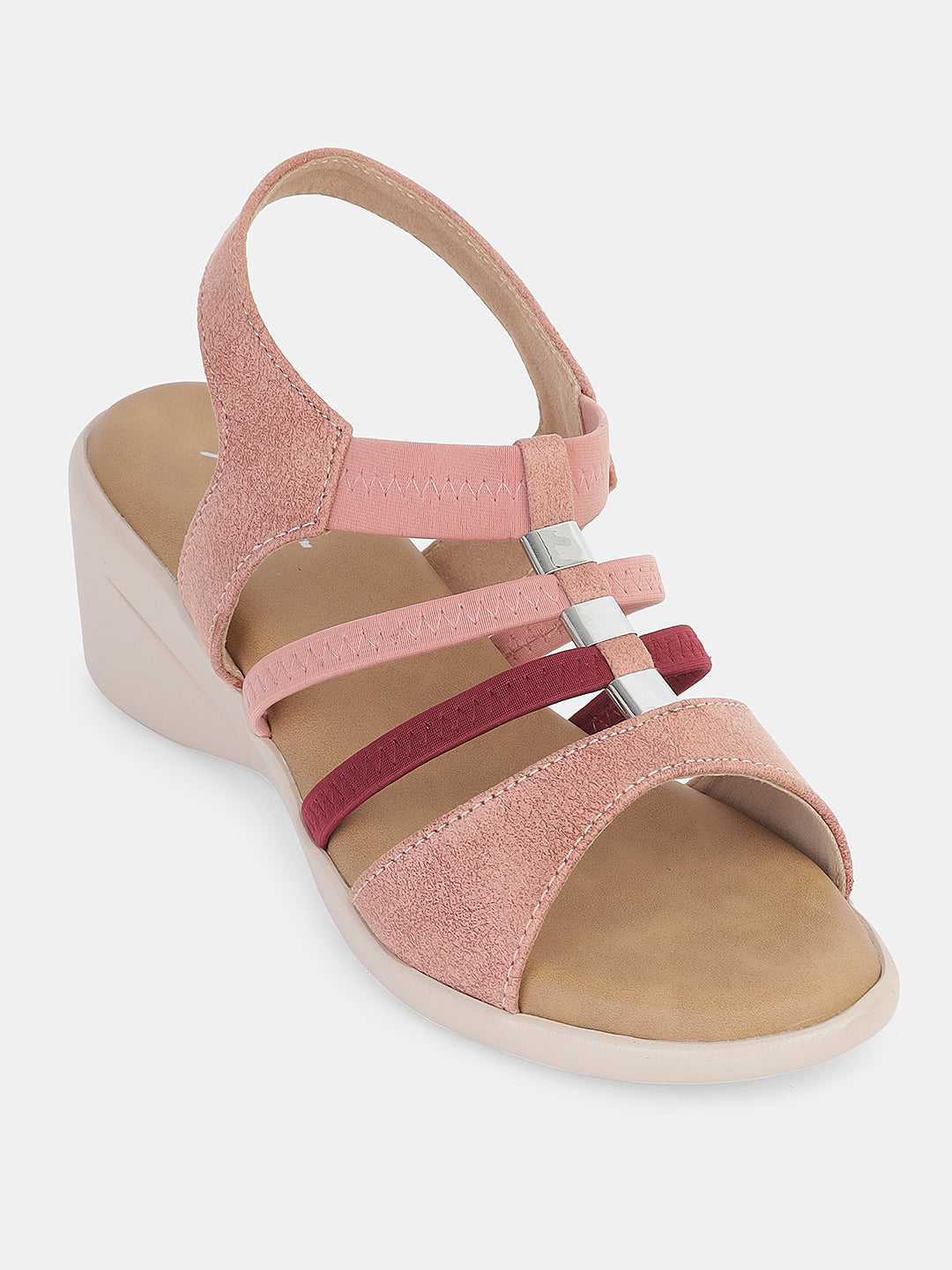 Womens Wedge Sandals | Multi-Strap Slip-On Comfort Heels with Metallic Accents for Daily & Occasion Wear Heel Size : 2 Inches