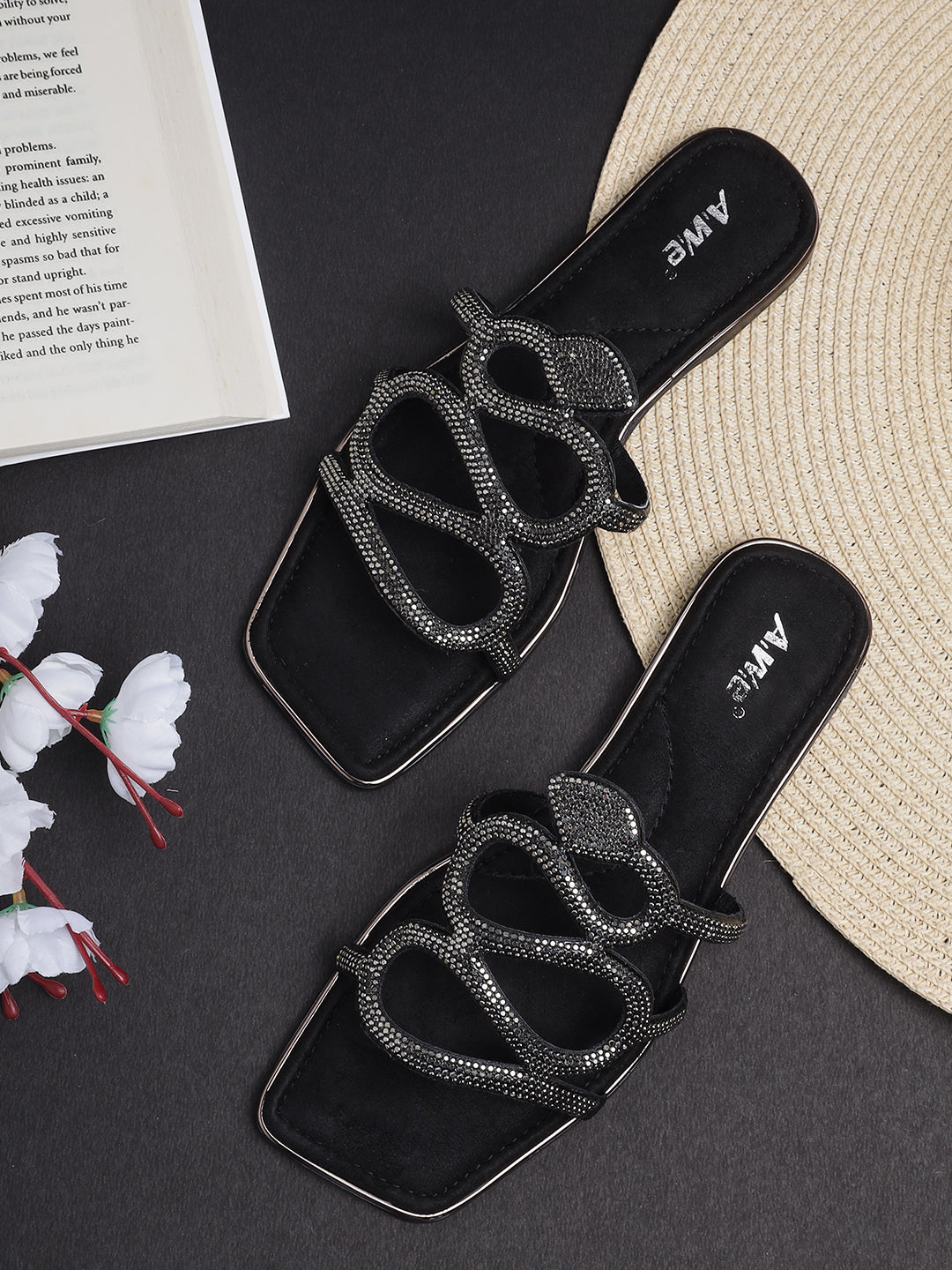 Women's Ethnic Slip-On Flats | Designer Multi-Strap Sandals with Embellished Detailing for Festive & Daily Wear
