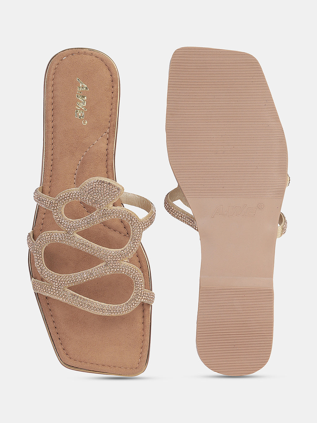 Women's Ethnic Slip-On Flats | Designer Multi-Strap Sandals with Embellished Detailing for Festive & Daily Wear