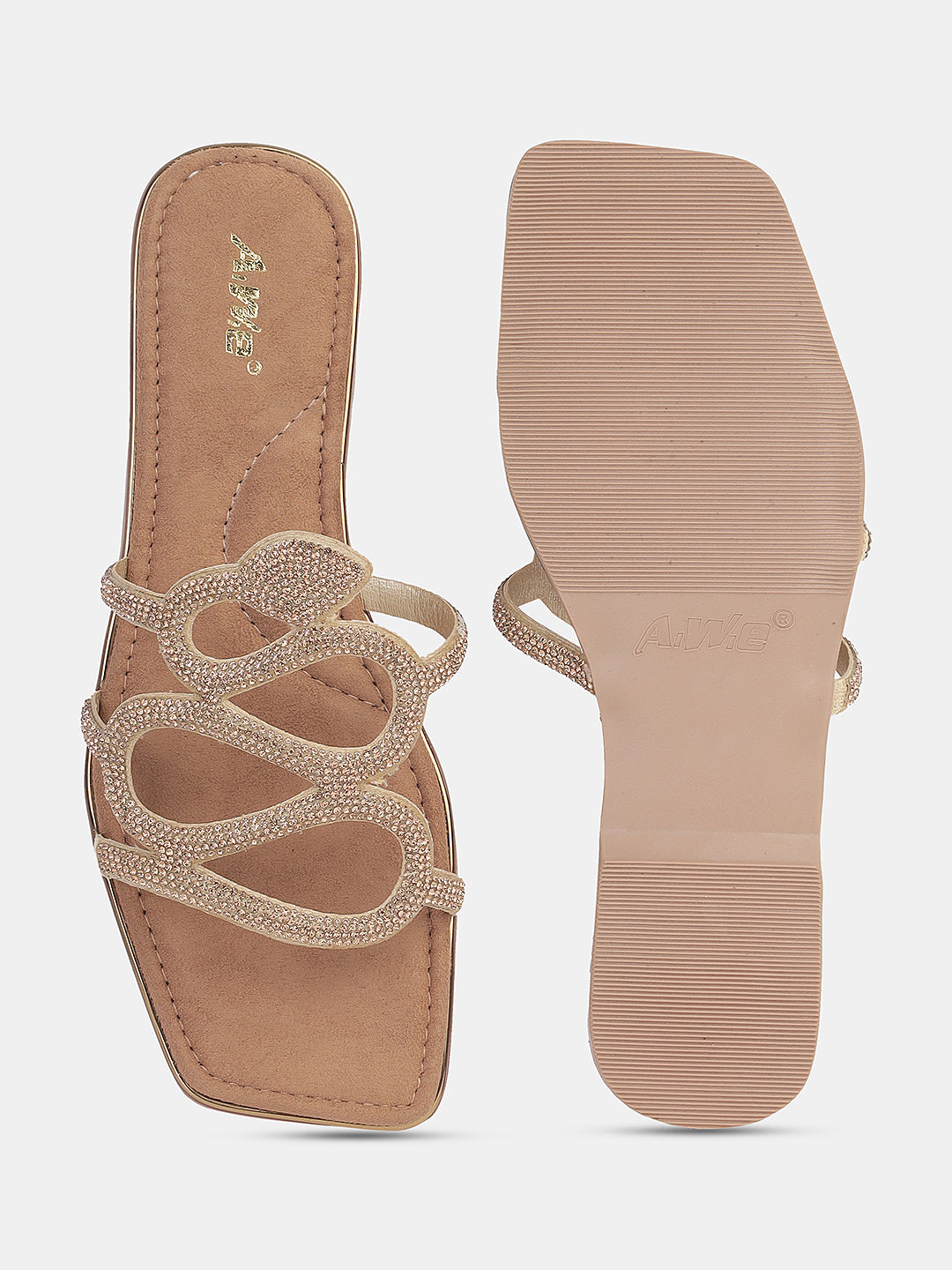 Women's Ethnic Slip-On Flats | Designer Multi-Strap Sandals with Embellished Detailing for Festive & Daily Wear