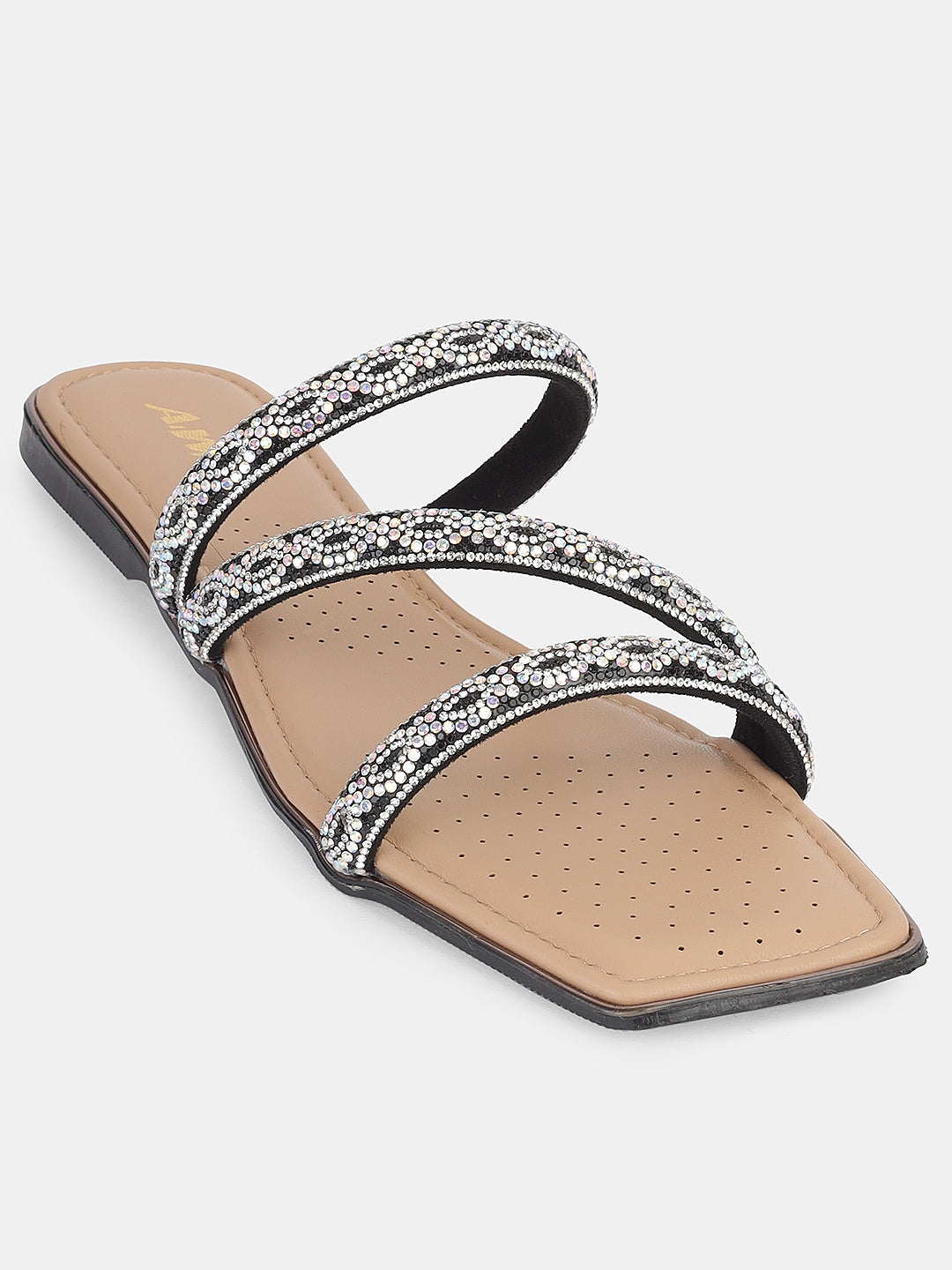 Women's Ethnic Flat Sandals | Triple Strap Slip-On with Stylish Braided Detailing for Daily & Festive Wear