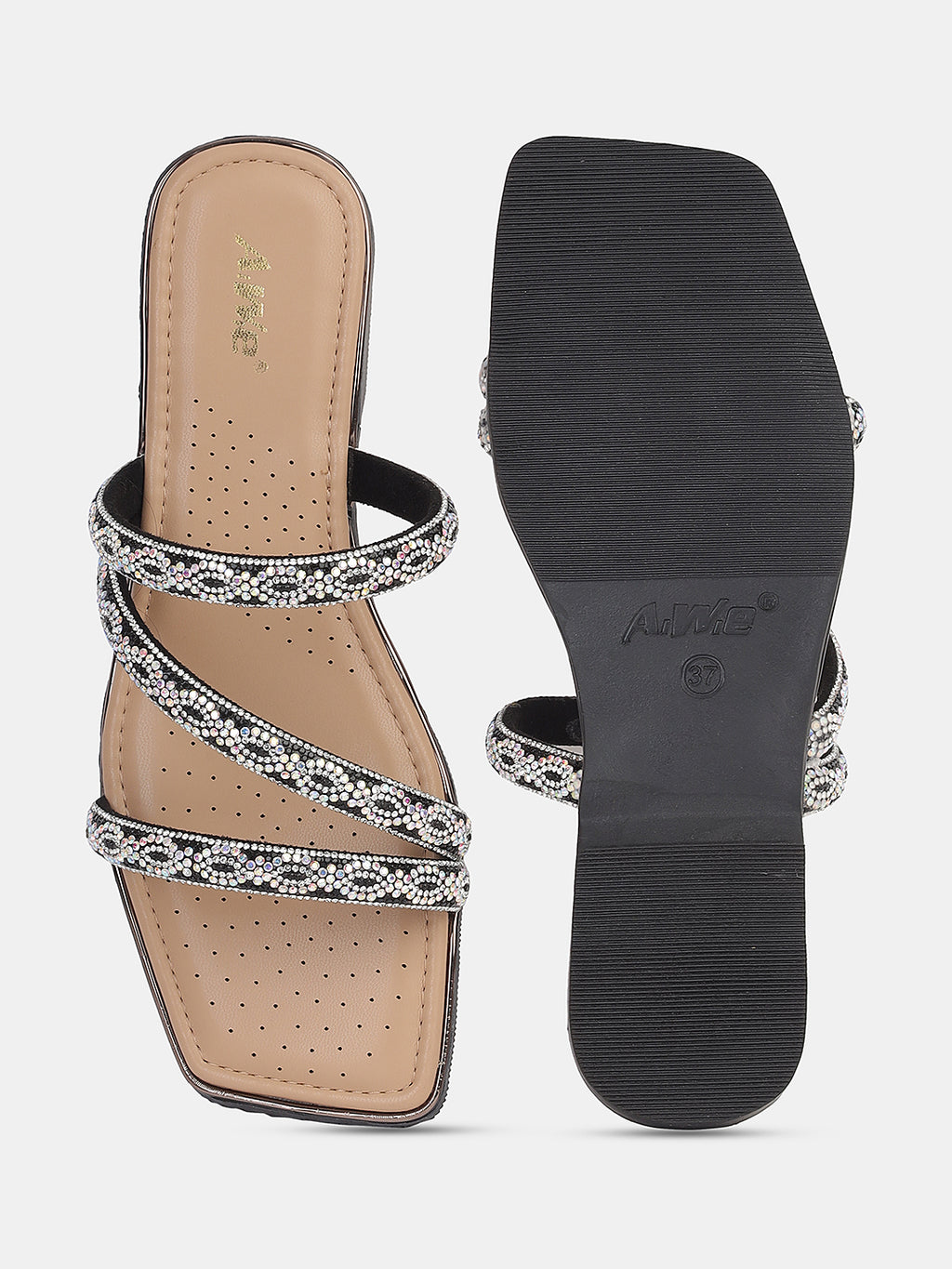 Women's Ethnic Flat Sandals | Triple Strap Slip-On with Stylish Braided Detailing for Daily & Festive Wear