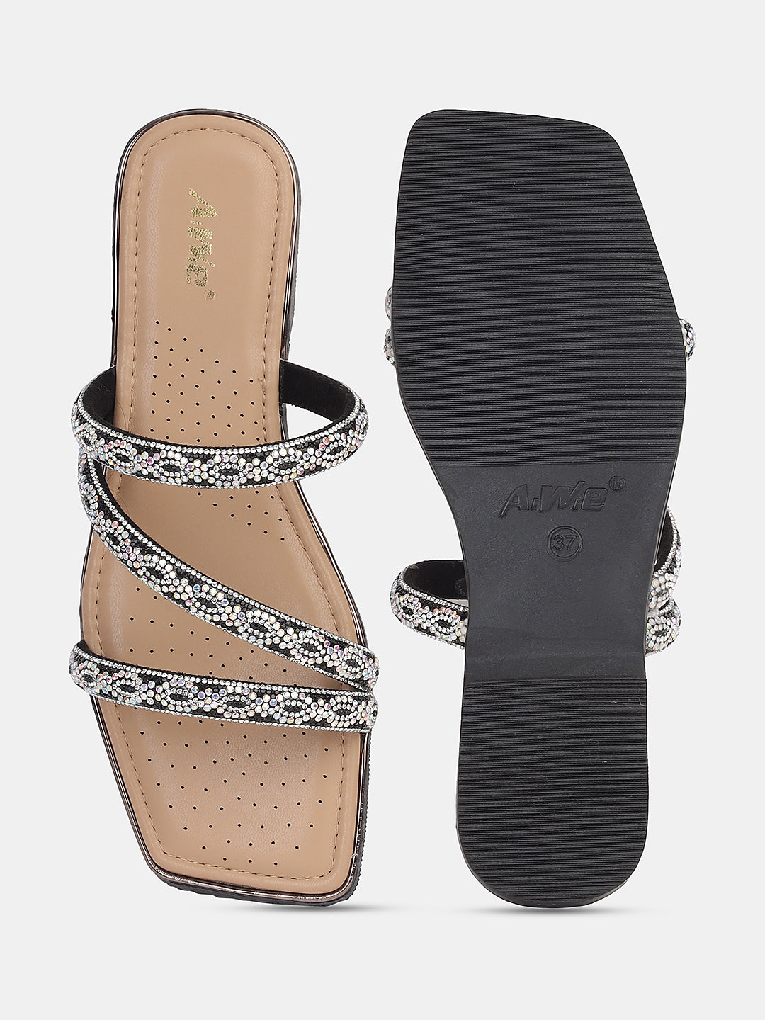 Women's Ethnic Flat Sandals | Triple Strap Slip-On with Stylish Braided Detailing for Daily & Festive Wear
