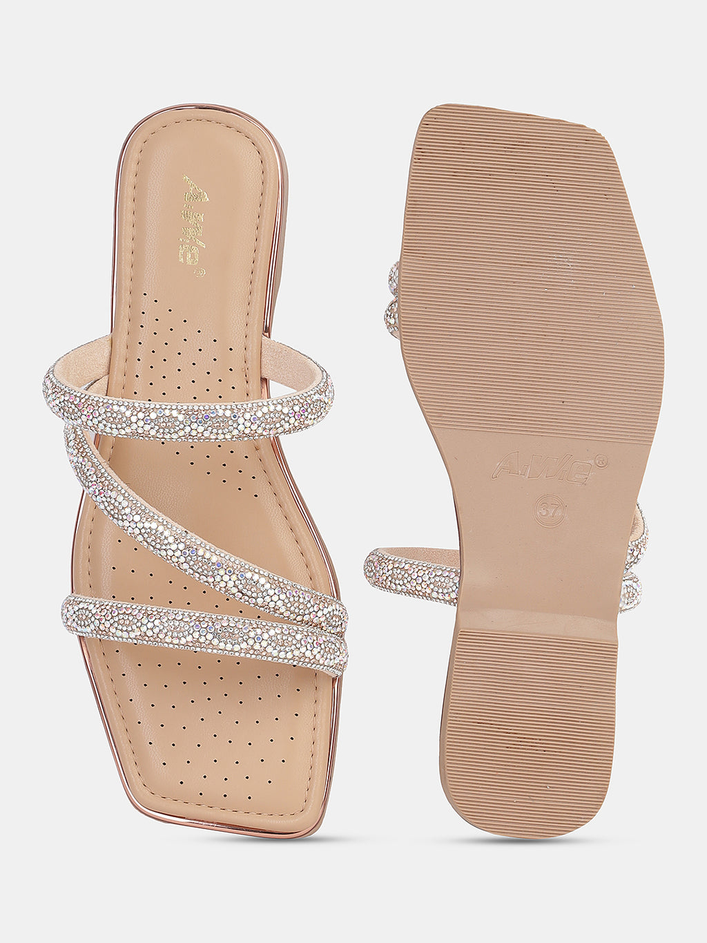 Women's Ethnic Flat Sandals | Triple Strap Slip-On with Stylish Braided Detailing for Daily & Festive Wear