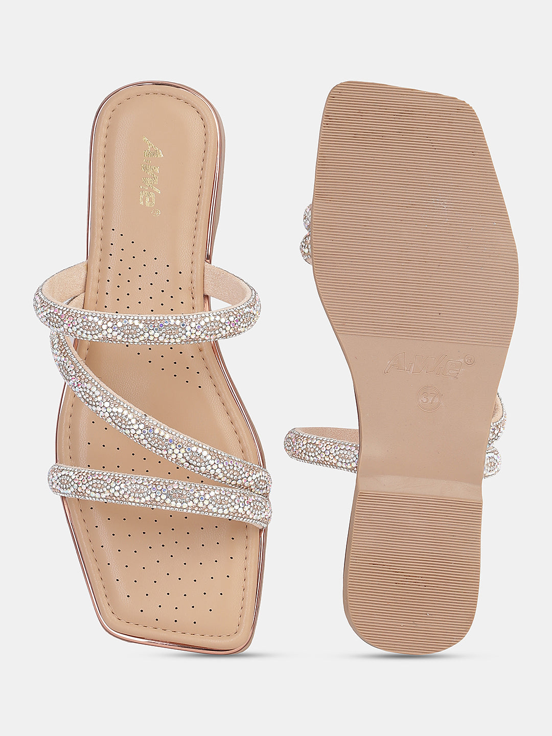 Women's Ethnic Flat Sandals | Triple Strap Slip-On with Stylish Braided Detailing for Daily & Festive Wear