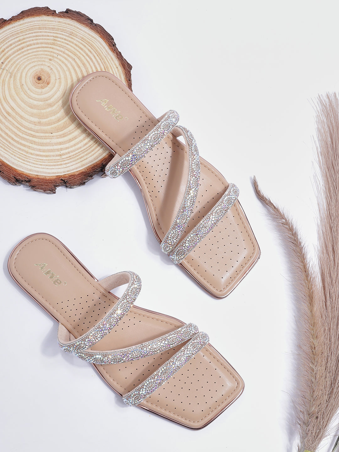 Women's Ethnic Flat Sandals | Triple Strap Slip-On with Stylish Braided Detailing for Daily & Festive Wear