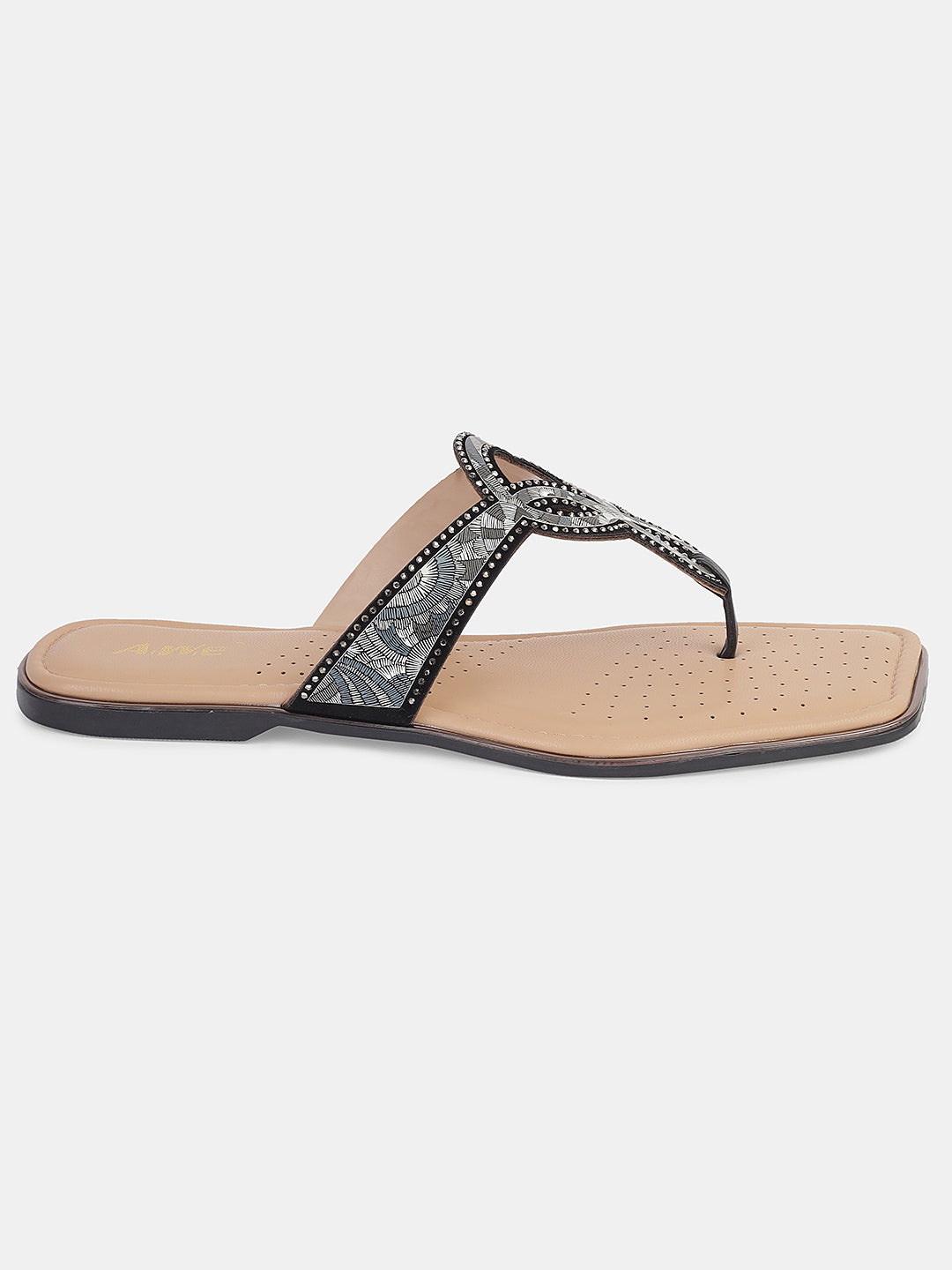 Women's Ethnic Toe-Loop Flats | Embellished Knot Design Slip-On Sandals for Festive & Casual Wear