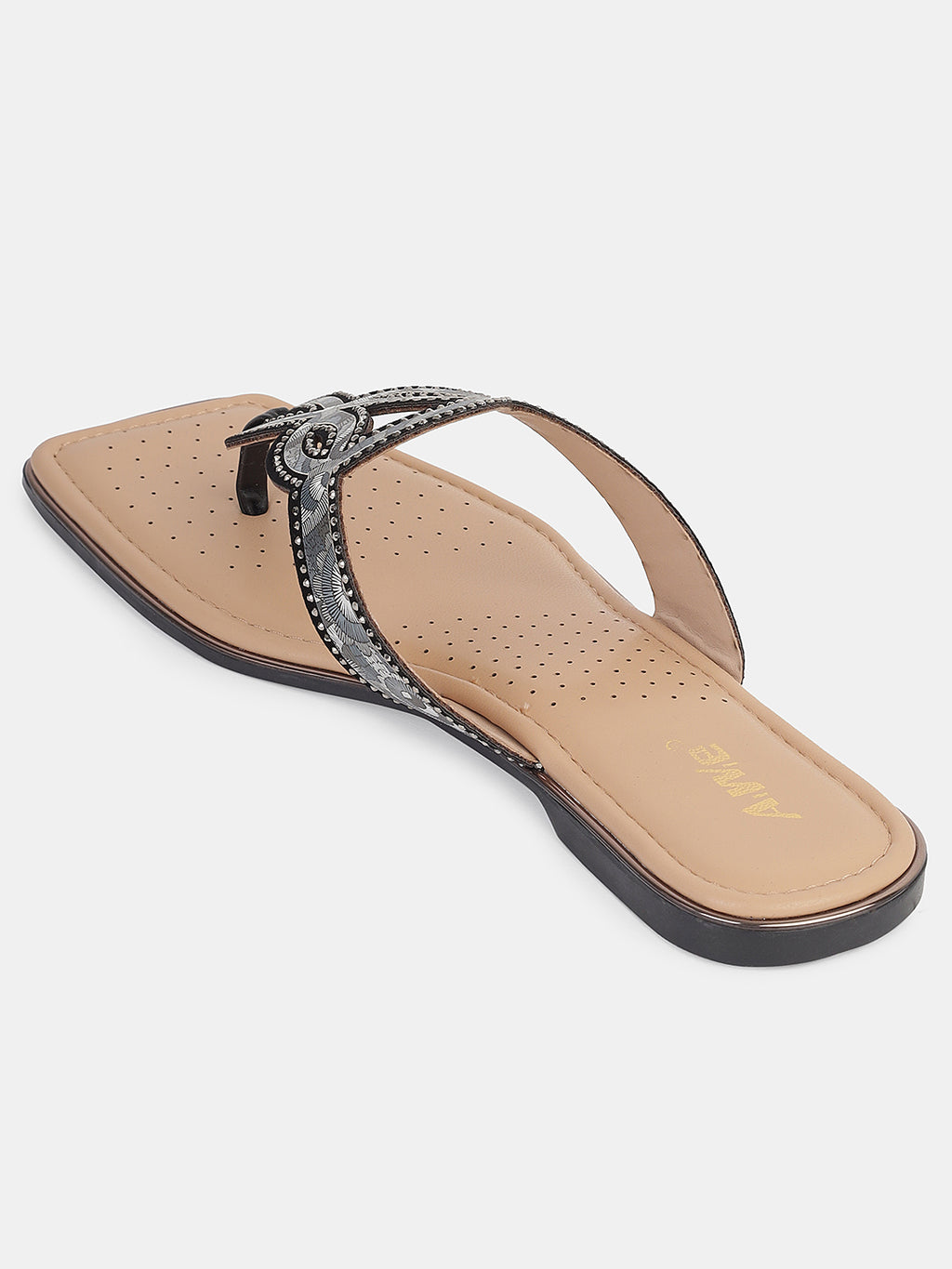 Women's Ethnic Toe-Loop Flats | Embellished Knot Design Slip-On Sandals for Festive & Casual Wear