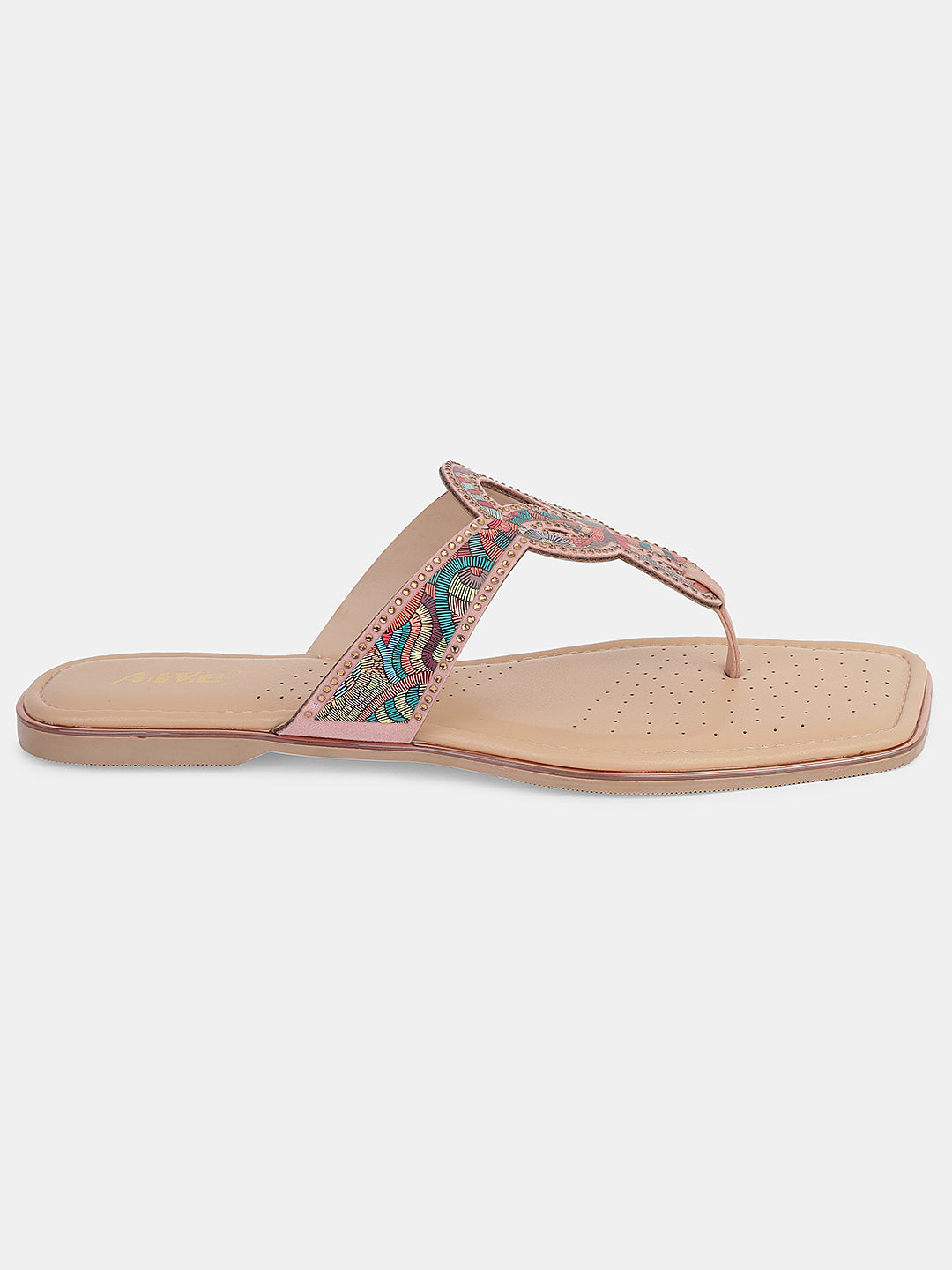 Women's Ethnic Toe-Loop Flats | Embellished Knot Design Slip-On Sandals for Festive & Casual Wear