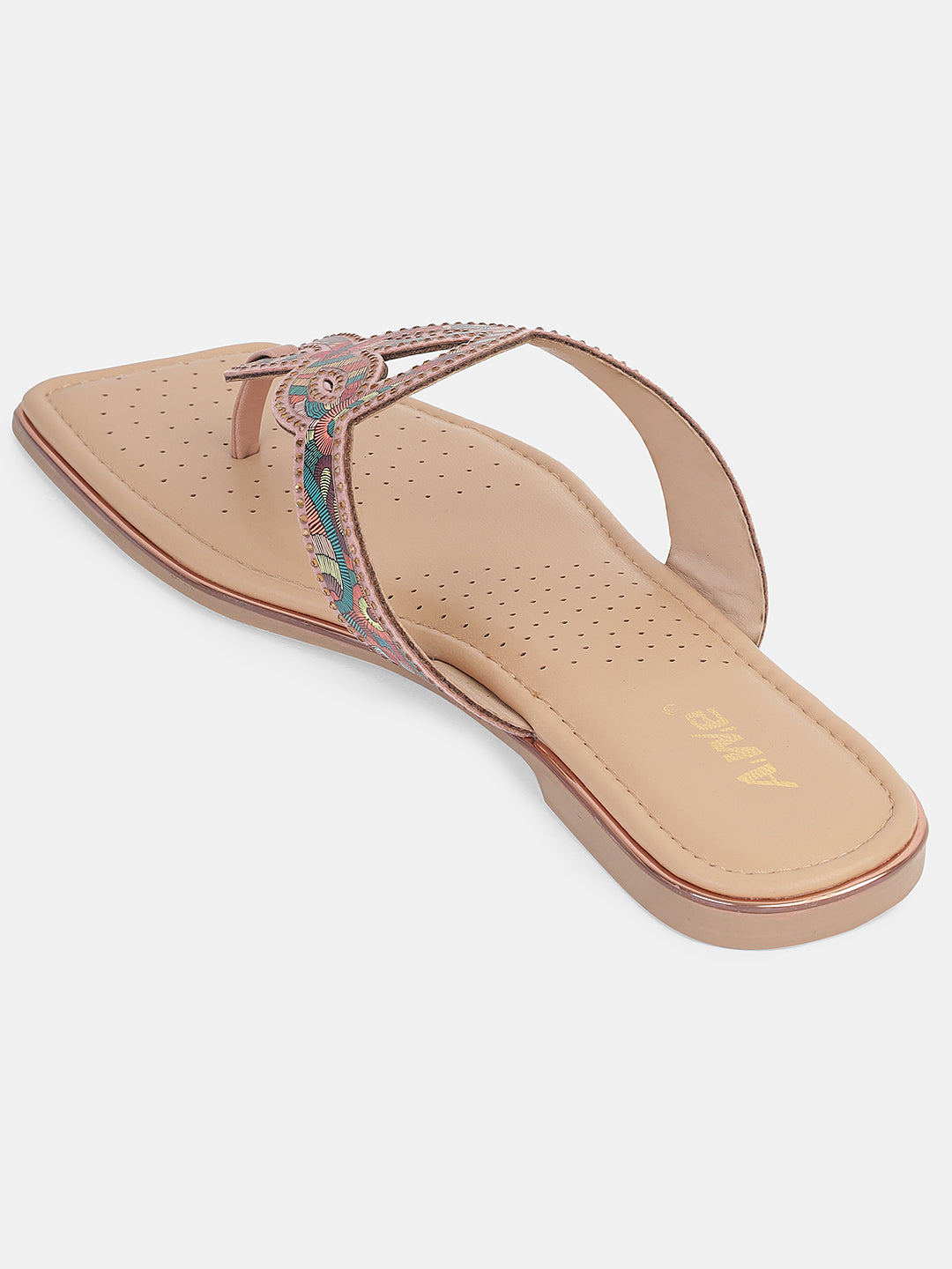 Women's Ethnic Toe-Loop Flats | Embellished Knot Design Slip-On Sandals for Festive & Casual Wear