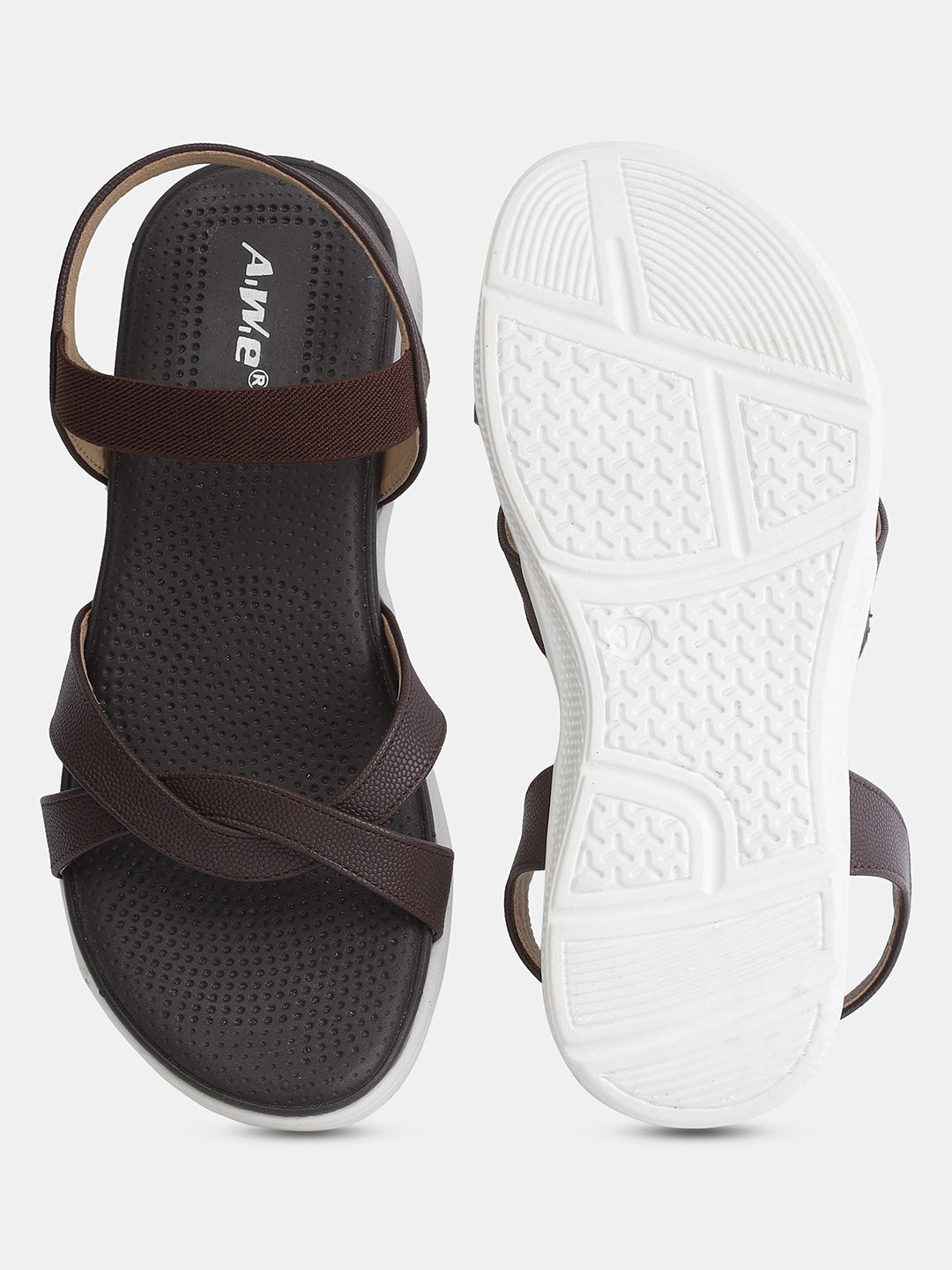 Aiwie Women's Casual Comfort Sandals | Lightweight Slip-On Sandals with Cross-Strap and Back Support | Daily Wear Walking Flats