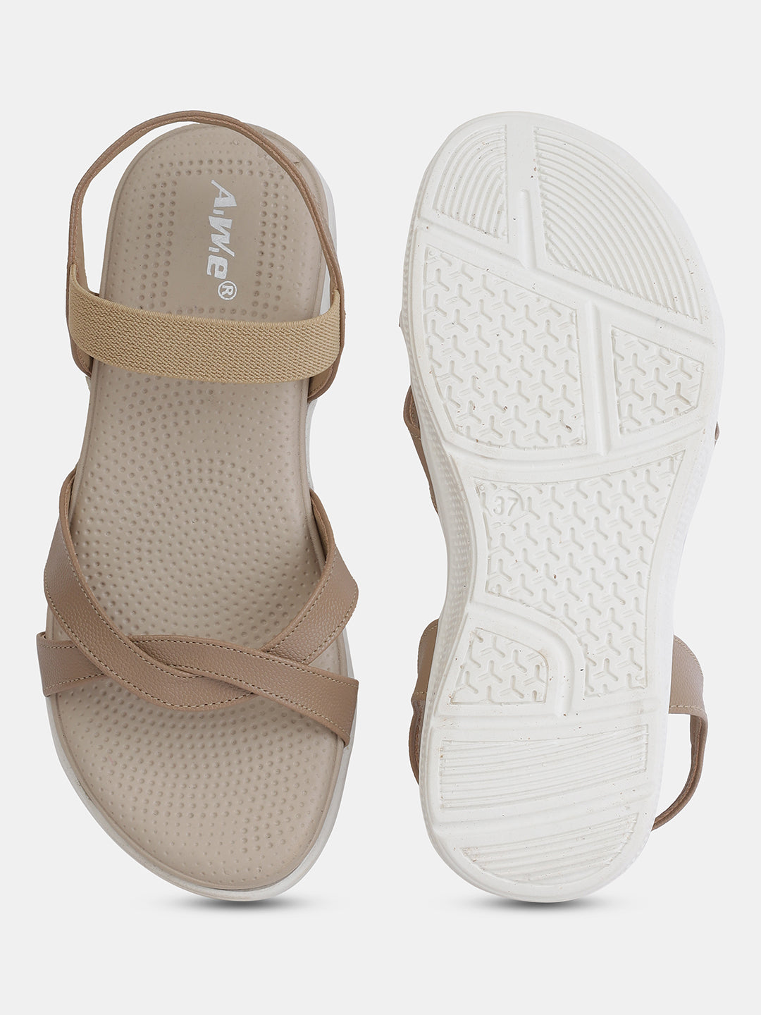 Aiwie Women's Casual Comfort Sandals | Lightweight Slip-On Sandals with Cross-Strap and Back Support | Daily Wear Walking Flats
