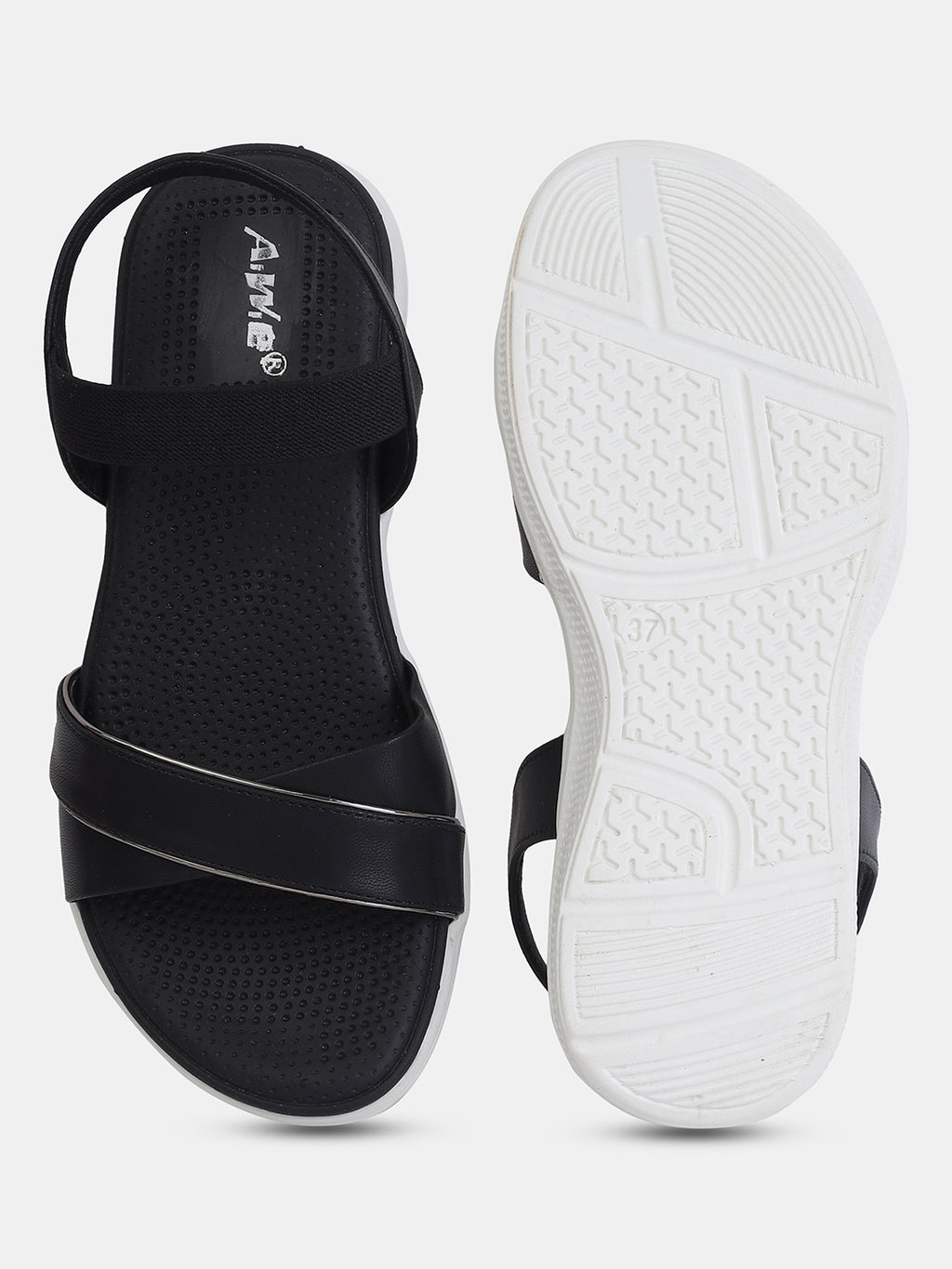 Aiwie Women's Casual Comfort Flat Sandals | Elastic Back Strap Slip-On Sandals for Daily & office Use | Lightweight Open-Toe Flats