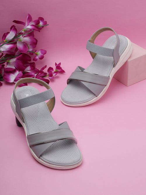 Aiwie Women's Casual Comfort Flat Sandals | Elastic Back Strap Slip-On Sandals for Daily & office Use | Lightweight Open-Toe Flats