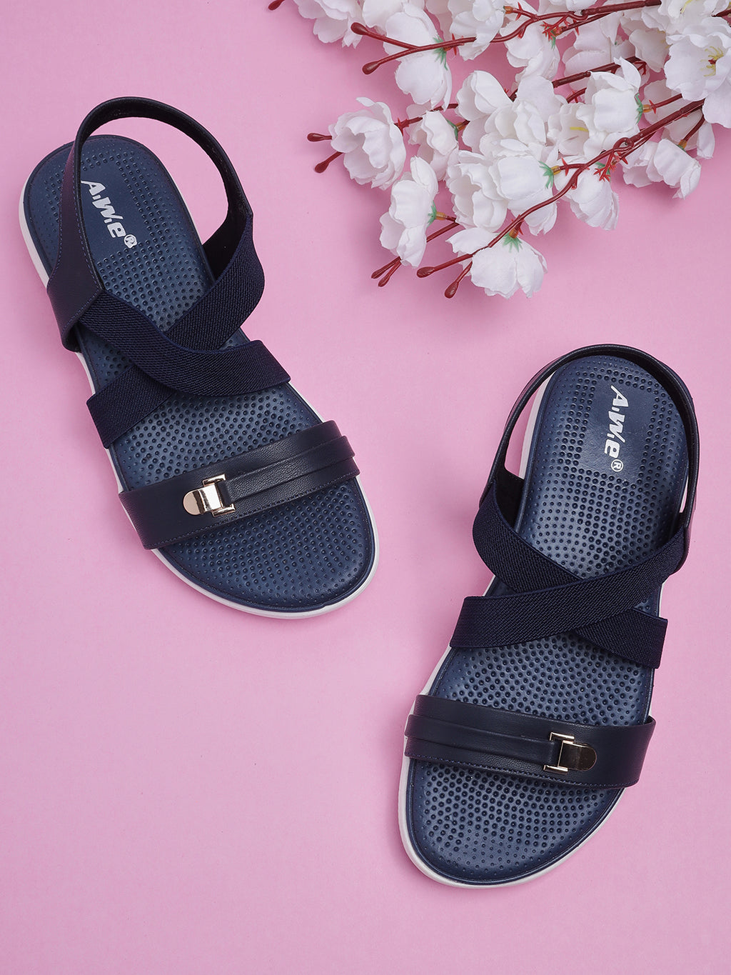 Womens Sporty Elastic Strap Sandals | Lightweight Casual Daily Wear Flats Heel Size : 1.5 Inches