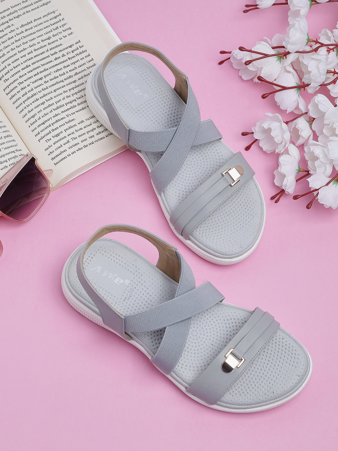 Womens Sporty Elastic Strap Sandals | Lightweight Casual Daily Wear Flats Heel Size : 1.5 Inches