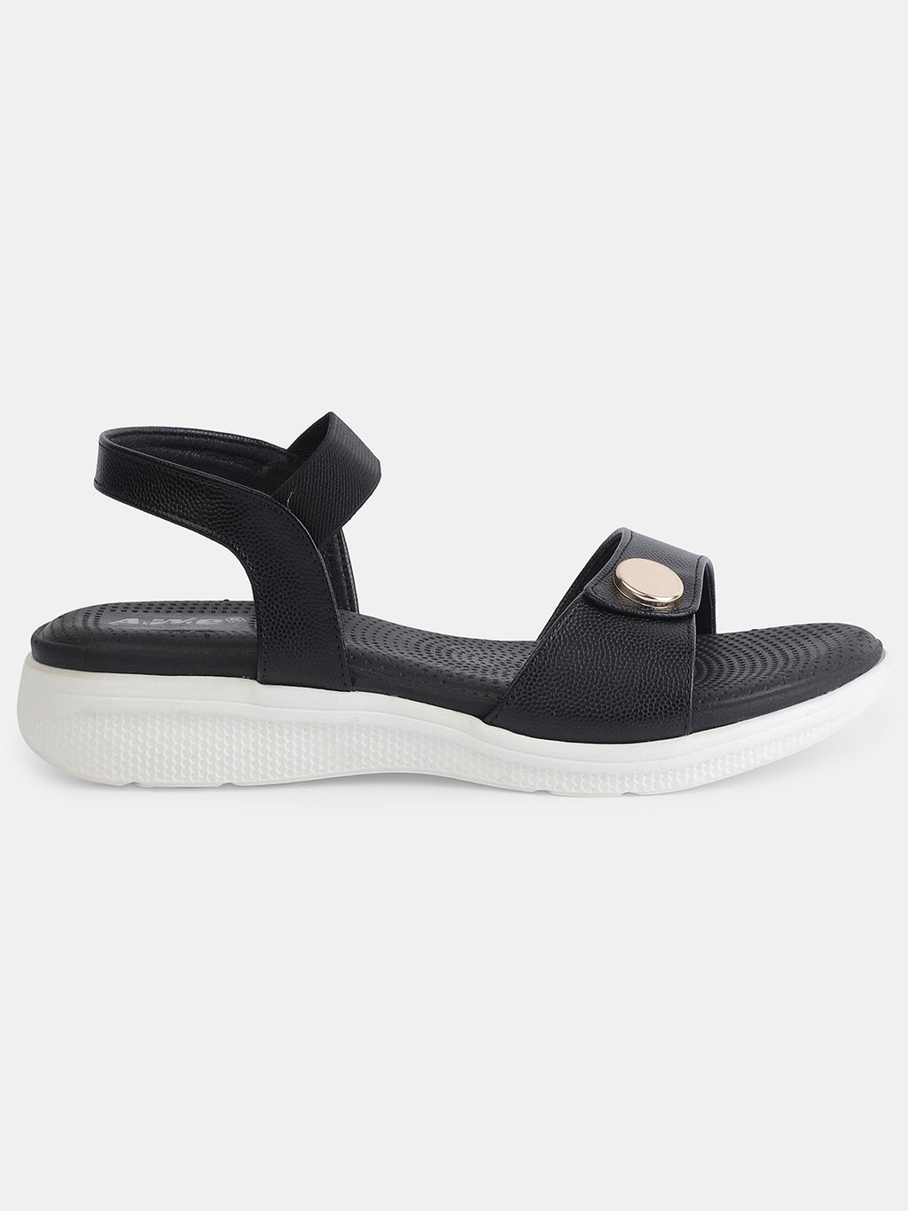 Aiwie Women's Casual Flat Sandals with Back Strap | Comfortable Slip-On Sandals with Metal Button Detail | Everyday Walking Footwear