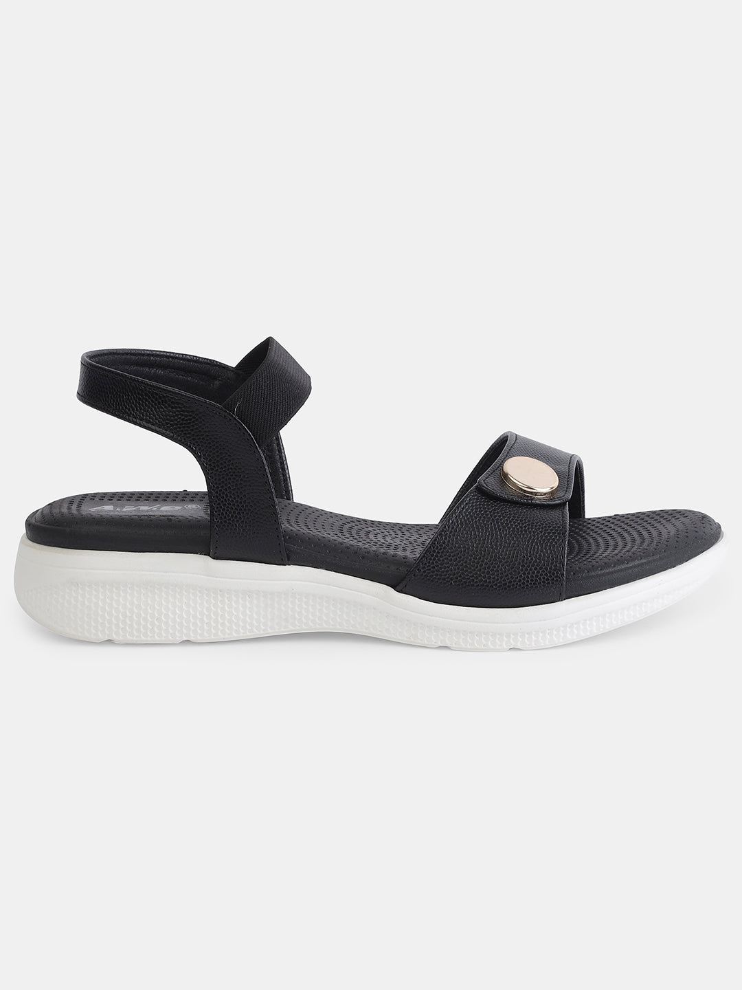 Aiwie Women's Casual Flat Sandals with Back Strap | Comfortable Slip-On Sandals with Metal Button Detail | Everyday Walking Footwear