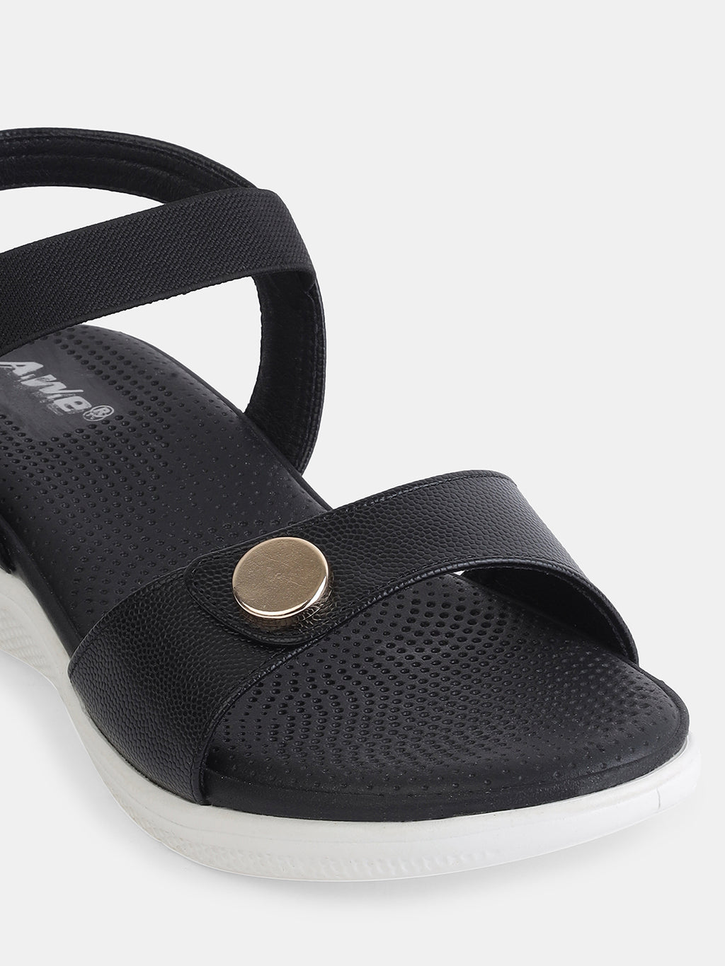 Aiwie Women's Casual Flat Sandals with Back Strap | Comfortable Slip-On Sandals with Metal Button Detail | Everyday Walking Footwear