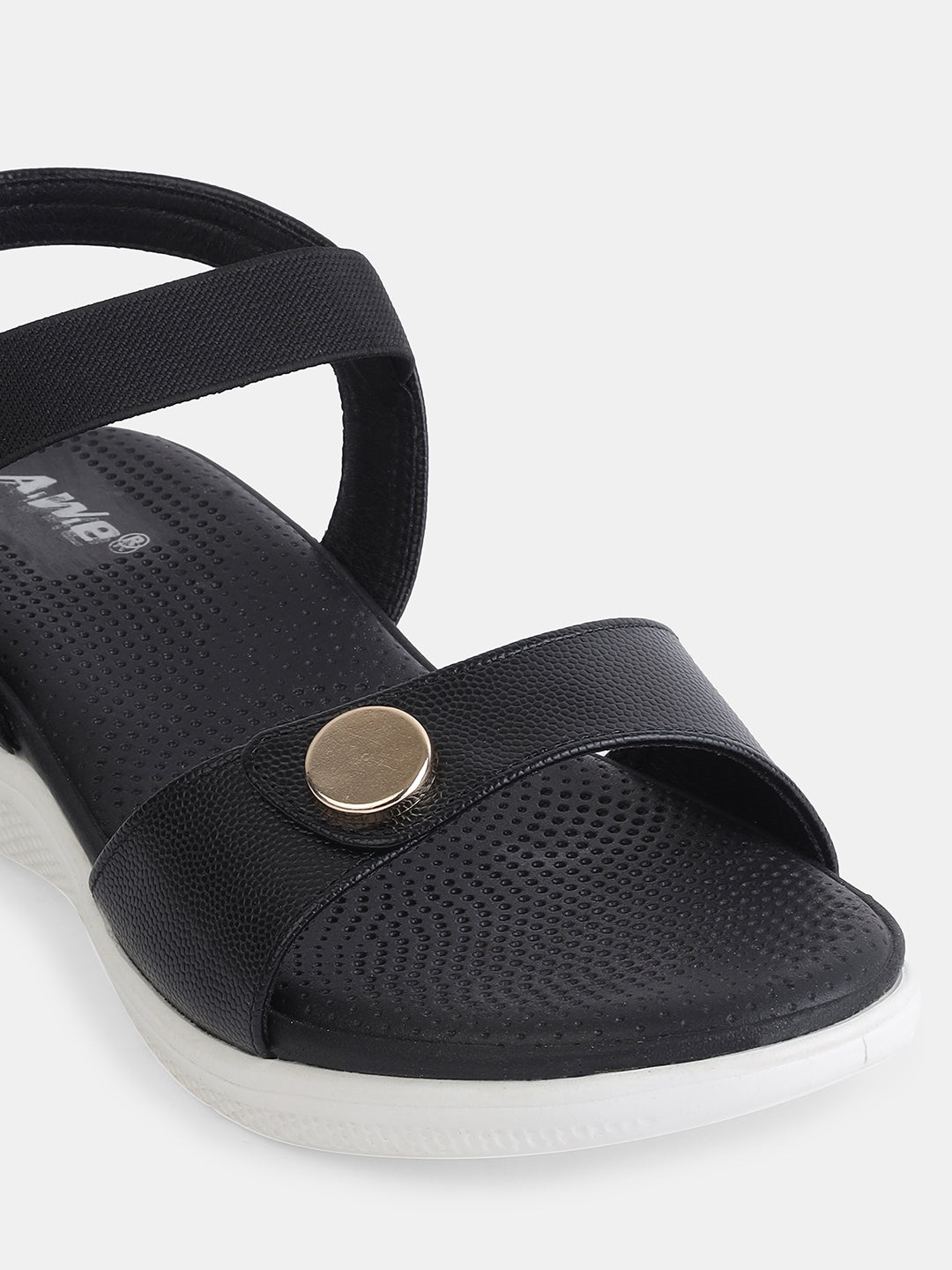 Aiwie Women's Casual Flat Sandals with Back Strap | Comfortable Slip-On Sandals with Metal Button Detail | Everyday Walking Footwear