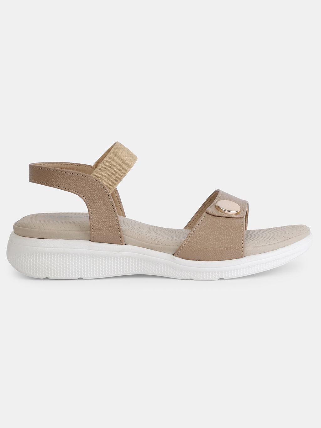 Aiwie Women's Casual Flat Sandals with Back Strap | Comfortable Slip-On Sandals with Metal Button Detail | Everyday Walking Footwear