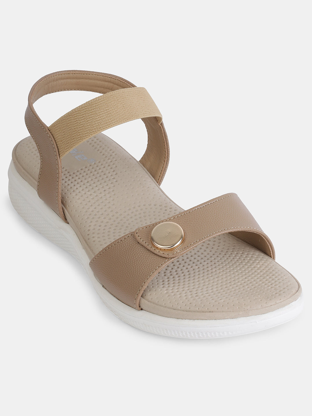 Aiwie Women's Casual Flat Sandals with Back Strap | Comfortable Slip-On Sandals with Metal Button Detail | Everyday Walking Footwear
