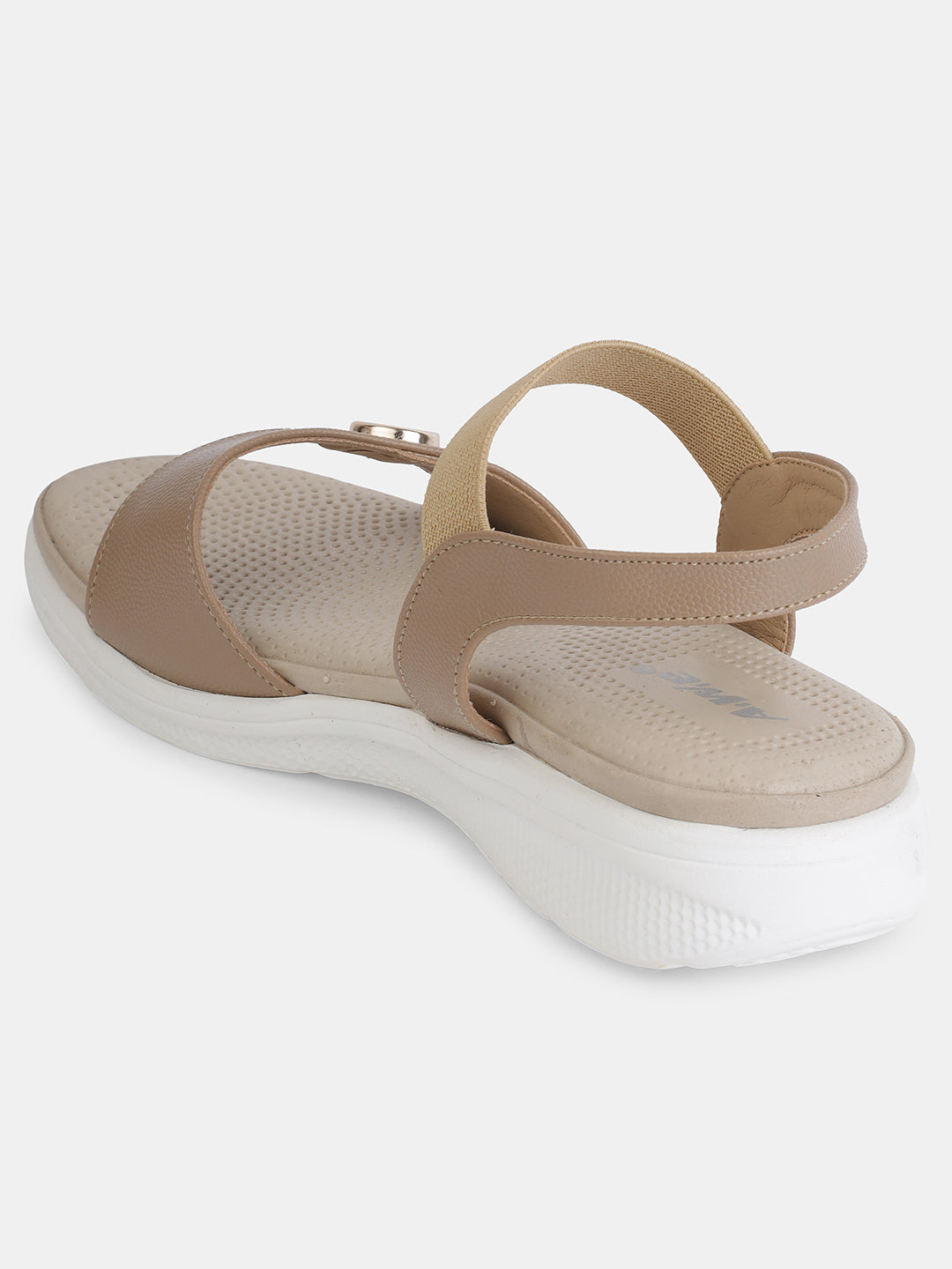 Aiwie Women's Casual Flat Sandals with Back Strap | Comfortable Slip-On Sandals with Metal Button Detail | Everyday Walking Footwear