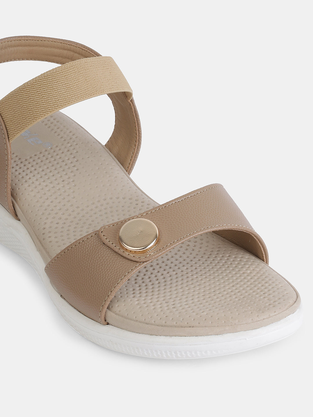 Aiwie Women's Casual Flat Sandals with Back Strap | Comfortable Slip-On Sandals with Metal Button Detail | Everyday Walking Footwear