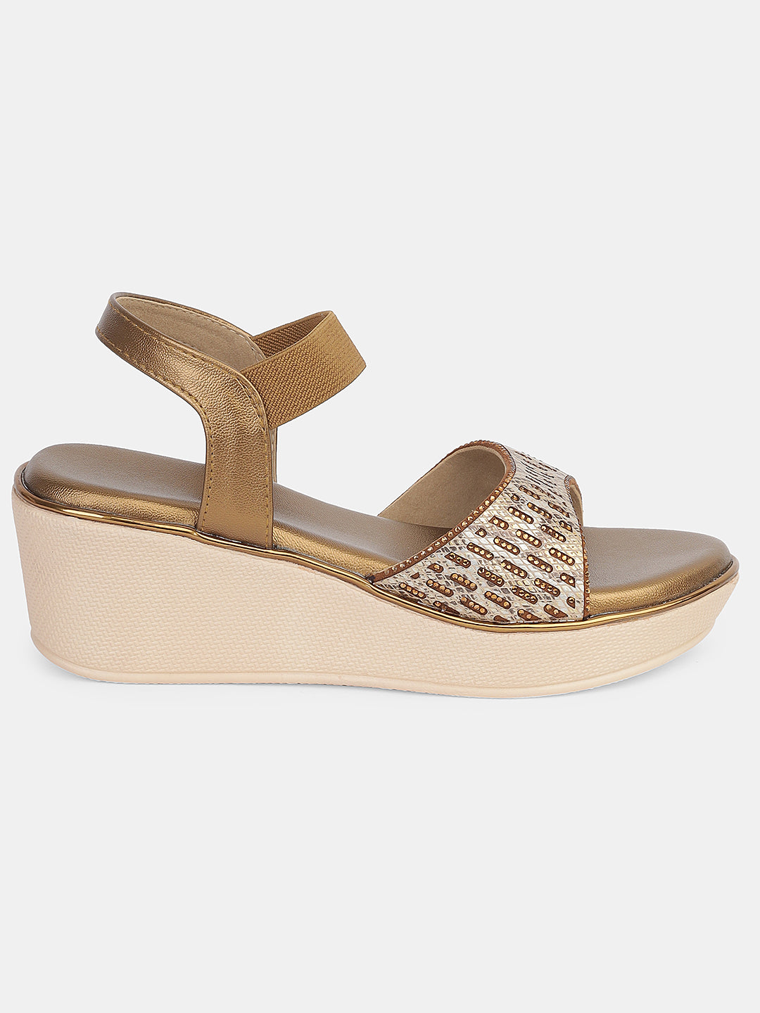 Womens Stylish Ankle Strap Wedge Sandals | Lightweight Partywear and Casual Footwear Heel Size : 2 Inches