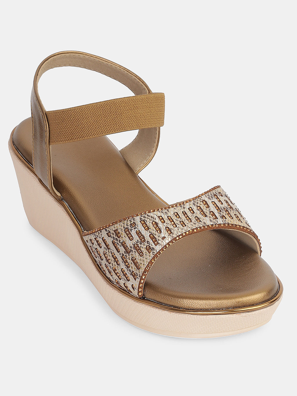 Womens Stylish Ankle Strap Wedge Sandals | Lightweight Partywear and Casual Footwear Heel Size : 2 Inches