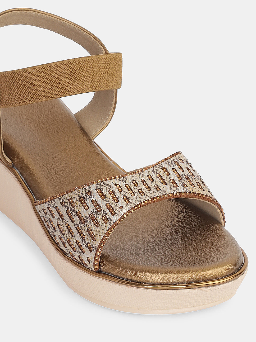 Womens Stylish Ankle Strap Wedge Sandals | Lightweight Partywear and Casual Footwear Heel Size : 2 Inches