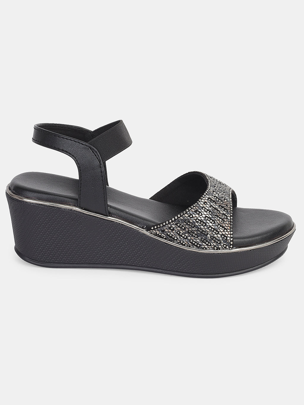 Womens Stylish Ankle Strap Wedge Sandals | Lightweight Partywear and Casual Footwear Heel Size : 2 Inches