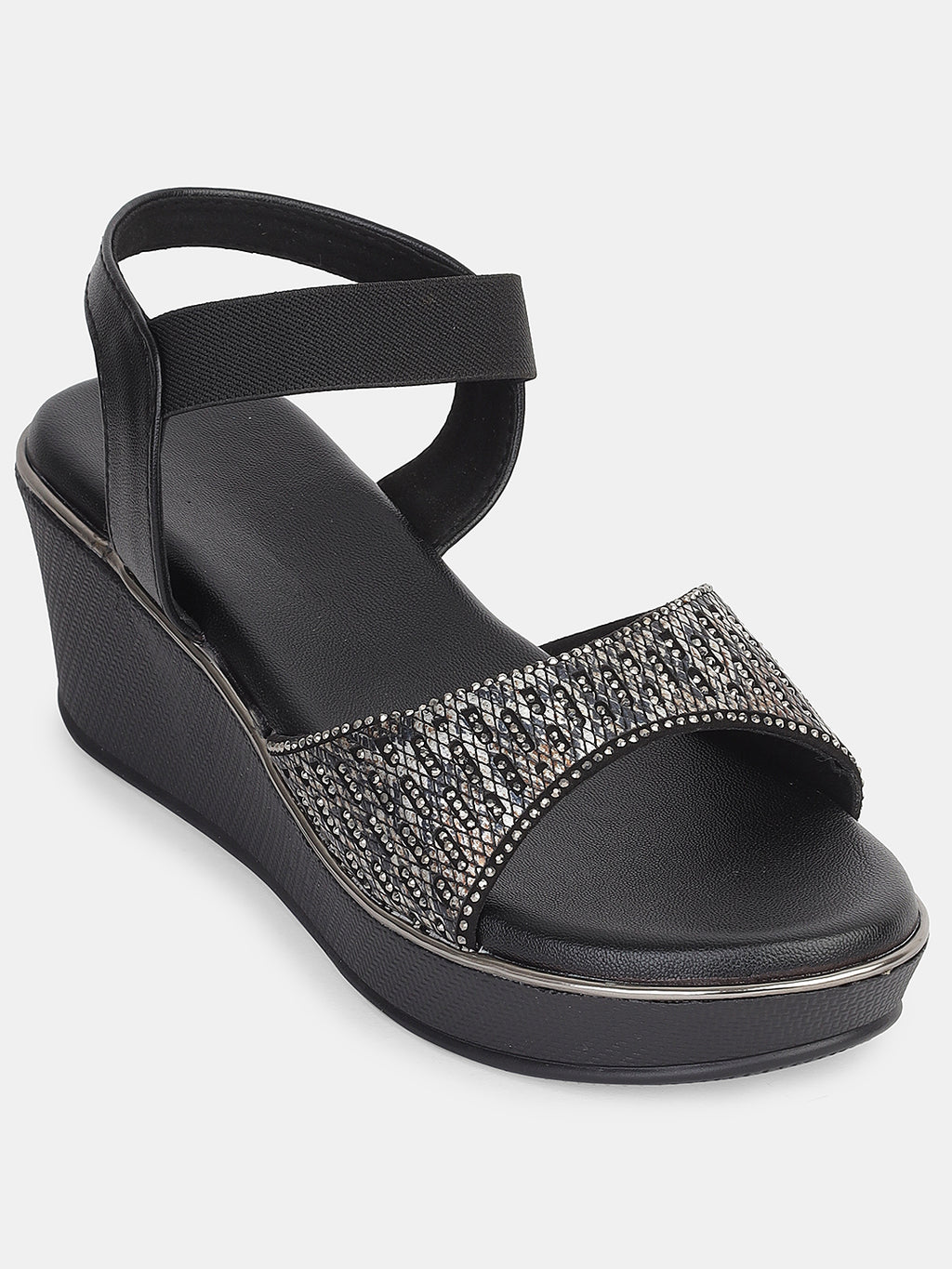 Womens Stylish Ankle Strap Wedge Sandals | Lightweight Partywear and Casual Footwear Heel Size : 2 Inches